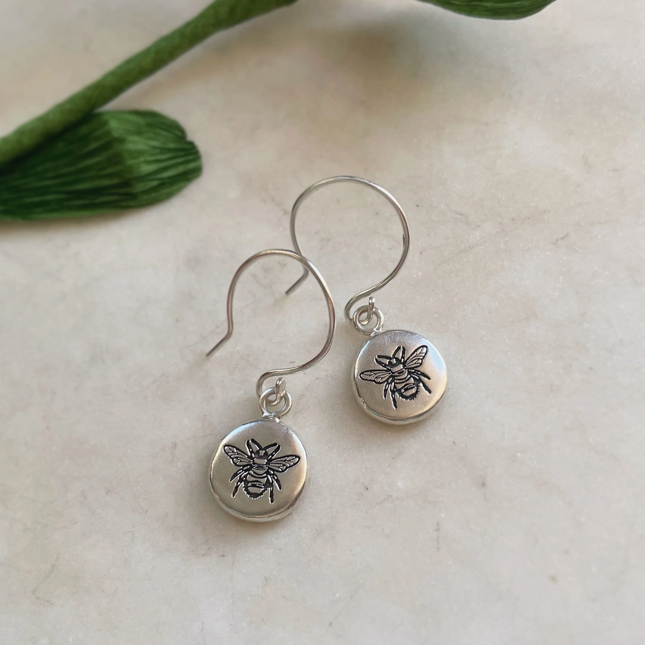 Etched Bee Earrings