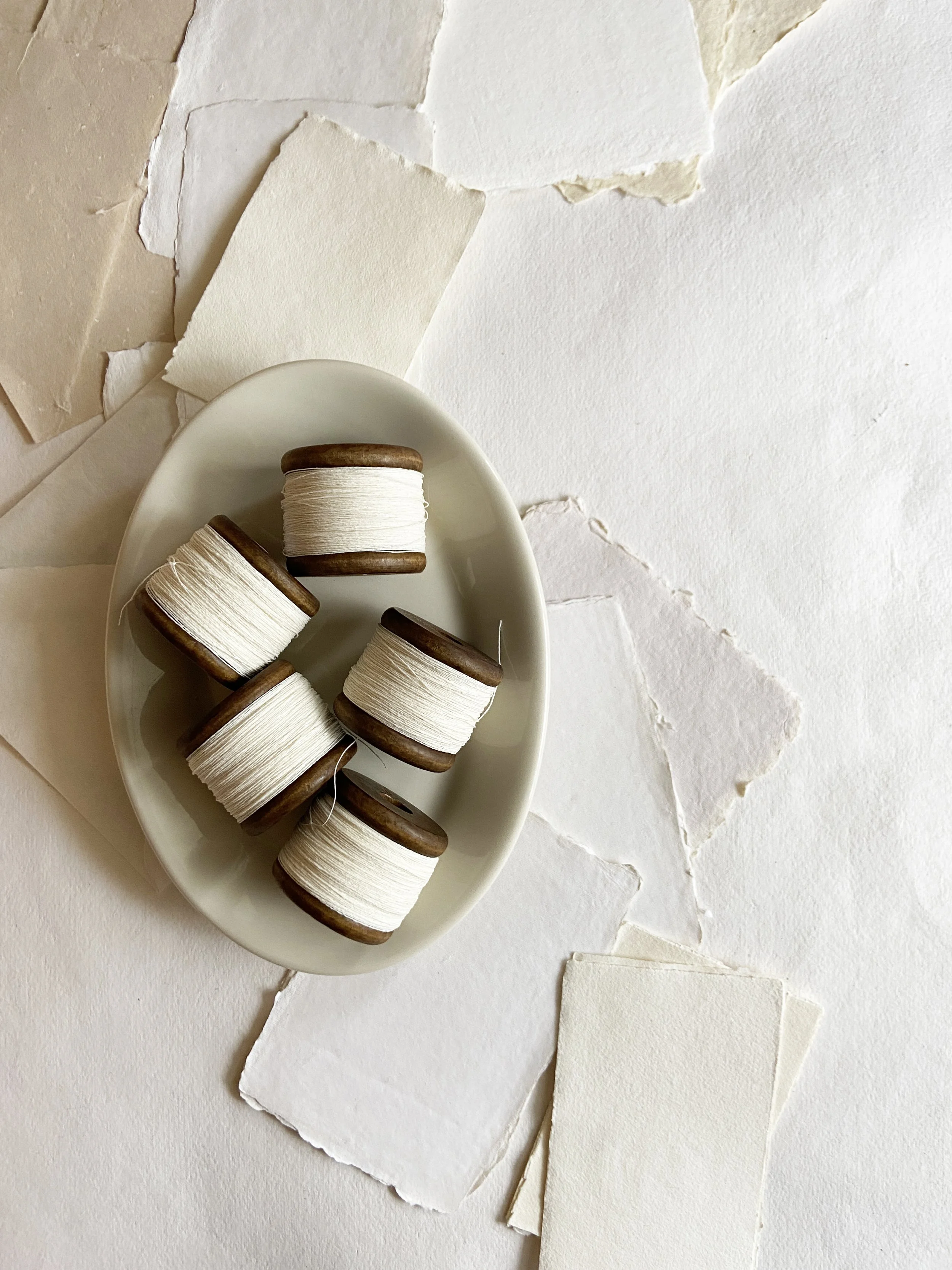 Fine Paper Twine Small Bobbin - White