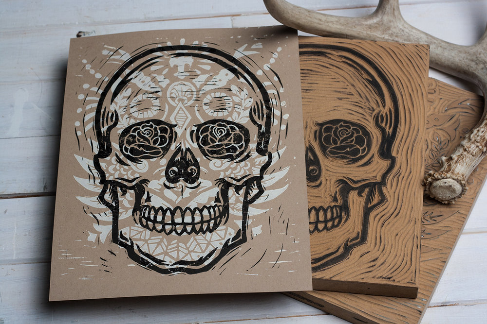 Sugar Skull - Block print — Strawcastle