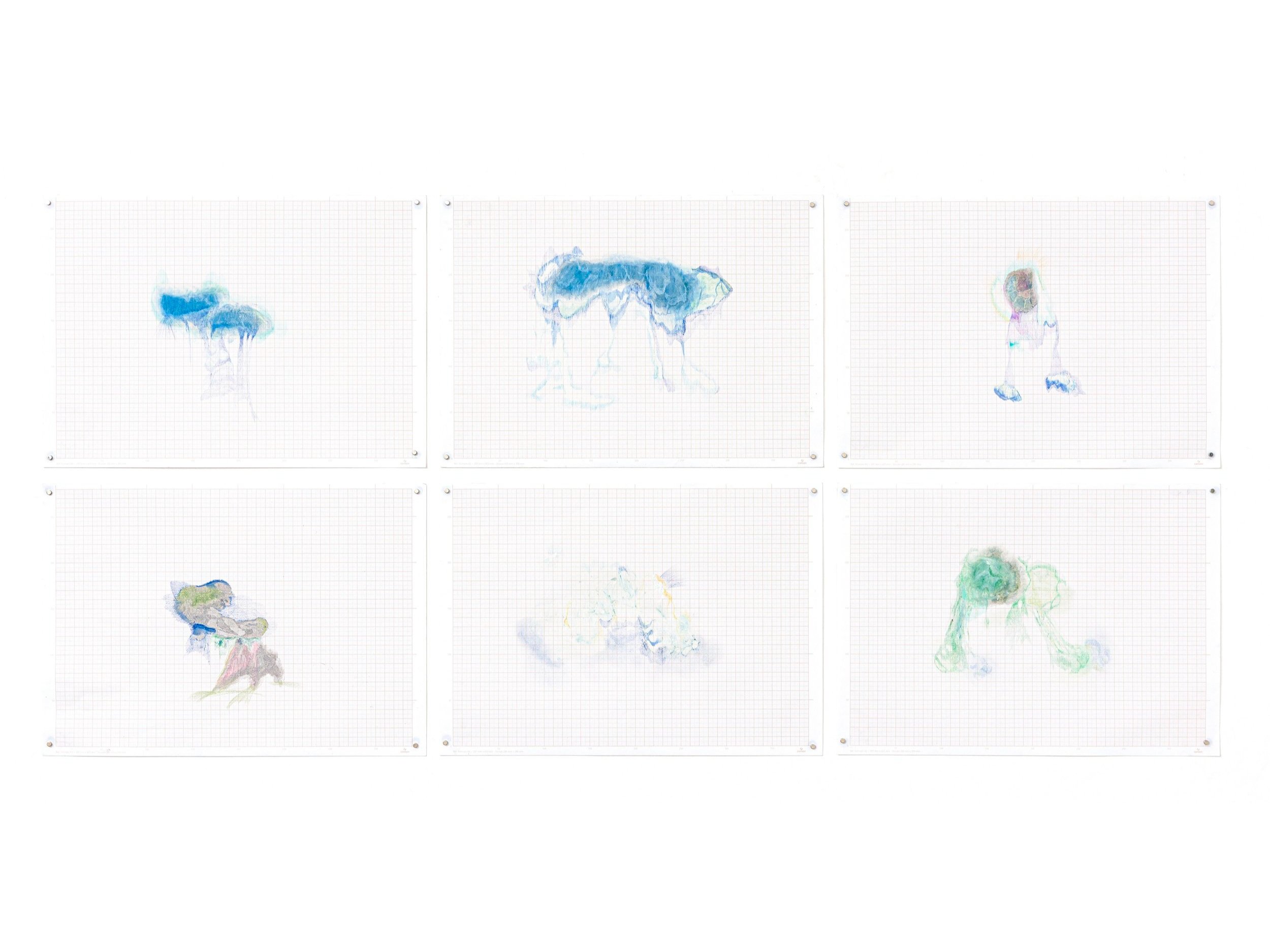  Arorá    Quedas d'água  , 2022 pastel oleoso, pastel seco e lápis de cor sobre papel  30 × 42 cm   