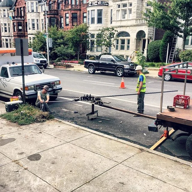 Our Hossfeld Bender relocated to the 2500 block of Eutaw Place today for handrail bending #onsite