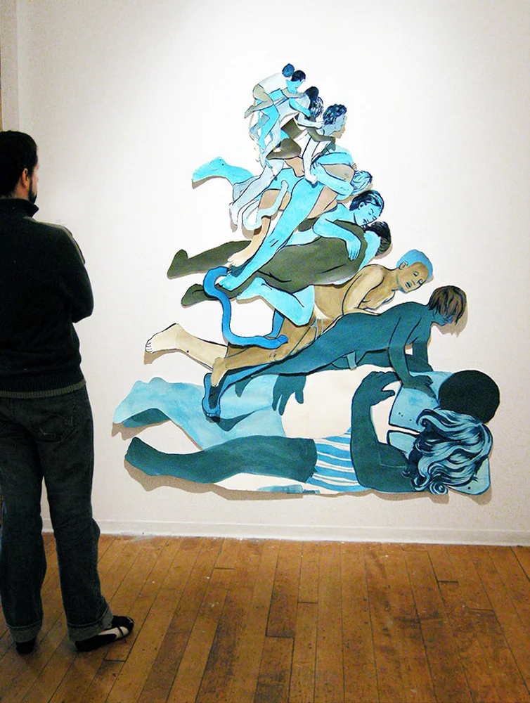 Hermaphroditic , 2007 ink, acrylic, cut paper, 72" x 60"