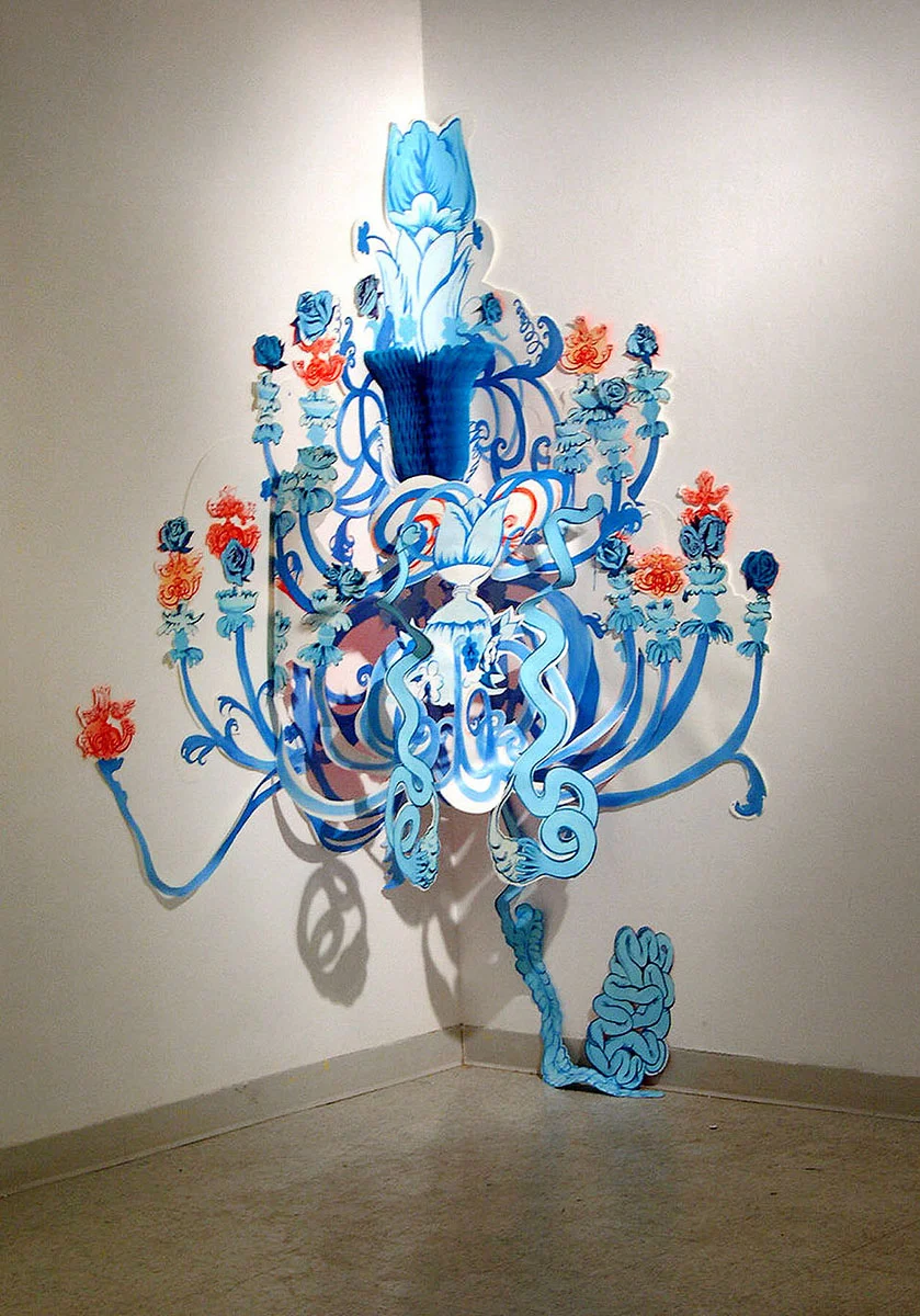 Interior , 2004 pigmented ink, acrylic, cut paper, 120" x 91" x 35"