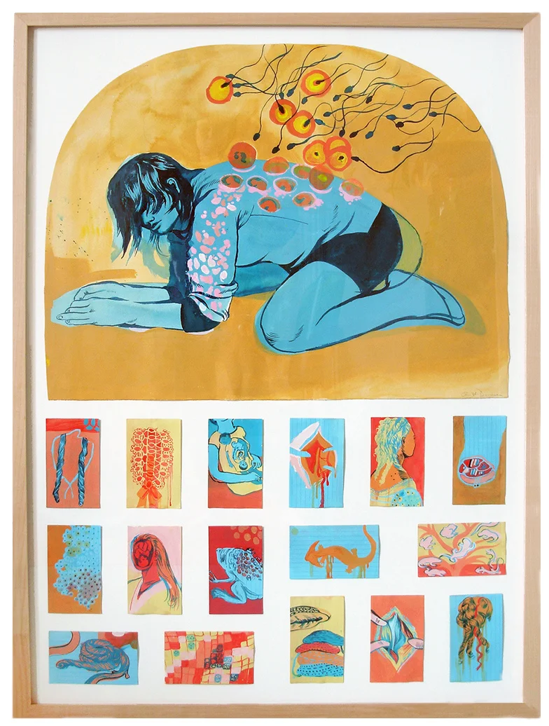 Alternate Birth Plan #6 , 2007 ink, gouache, cut paper, 45" x 30"