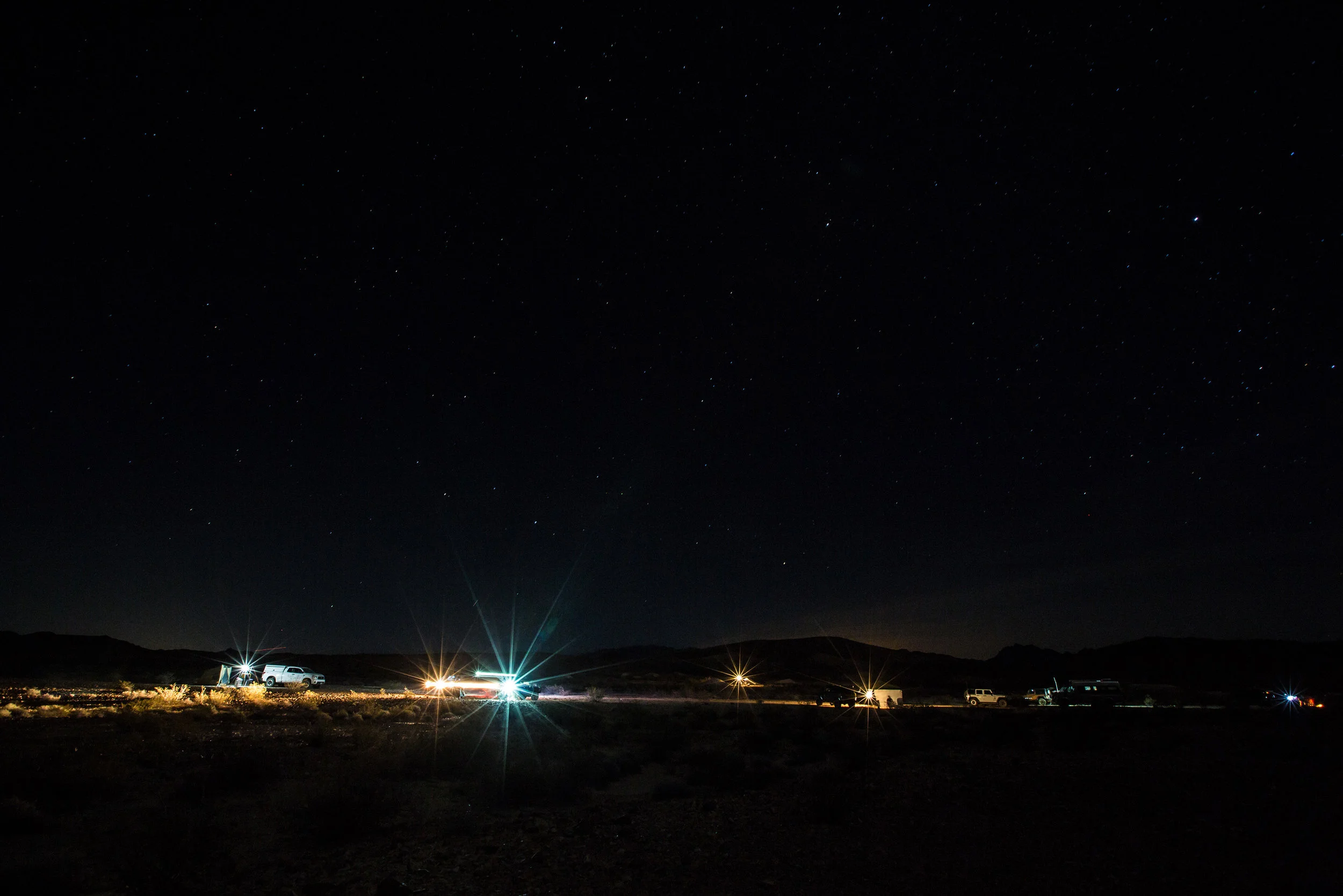 The Land Ops group campsite at night.