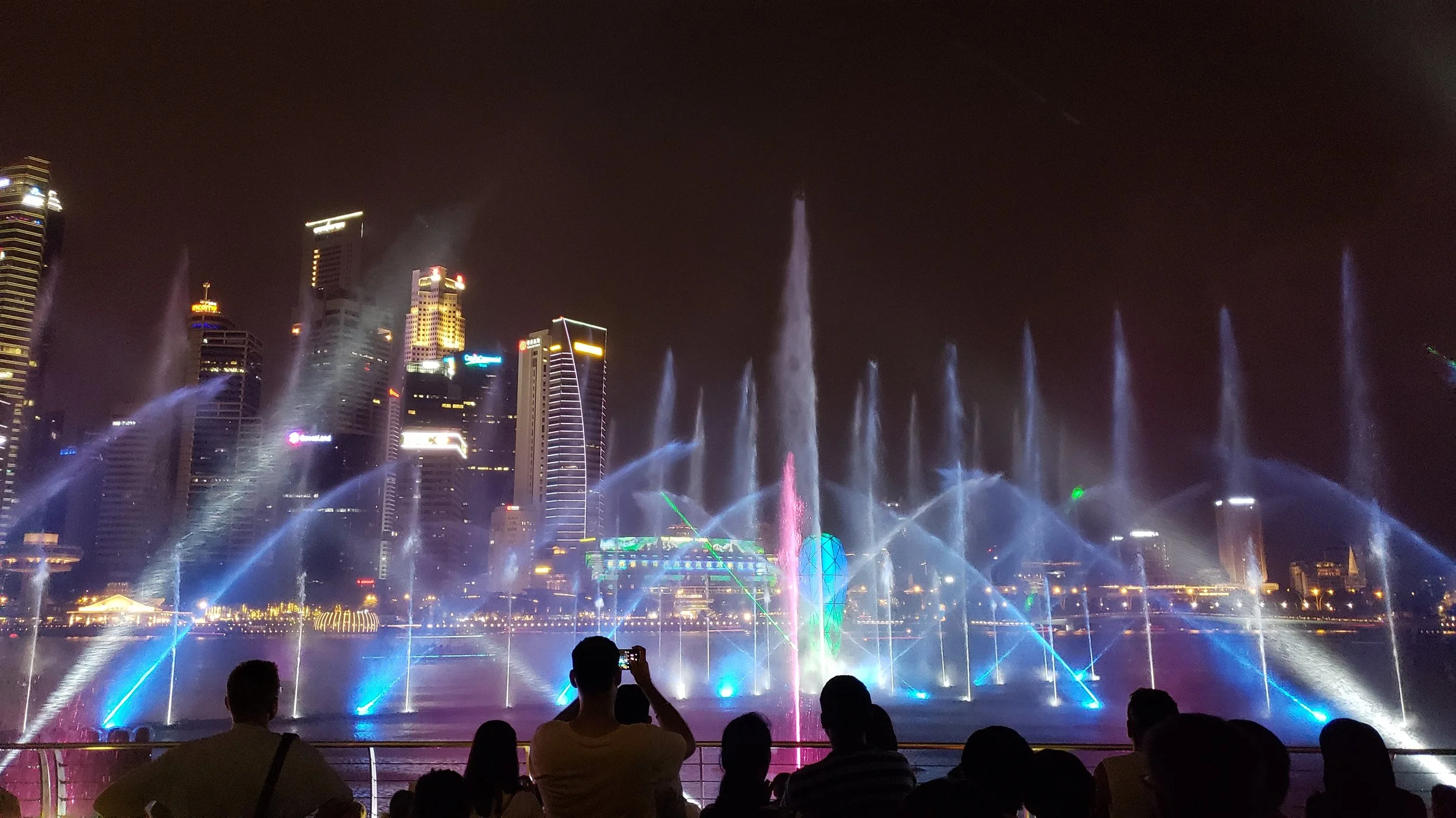 A nightly water show in Singapore
