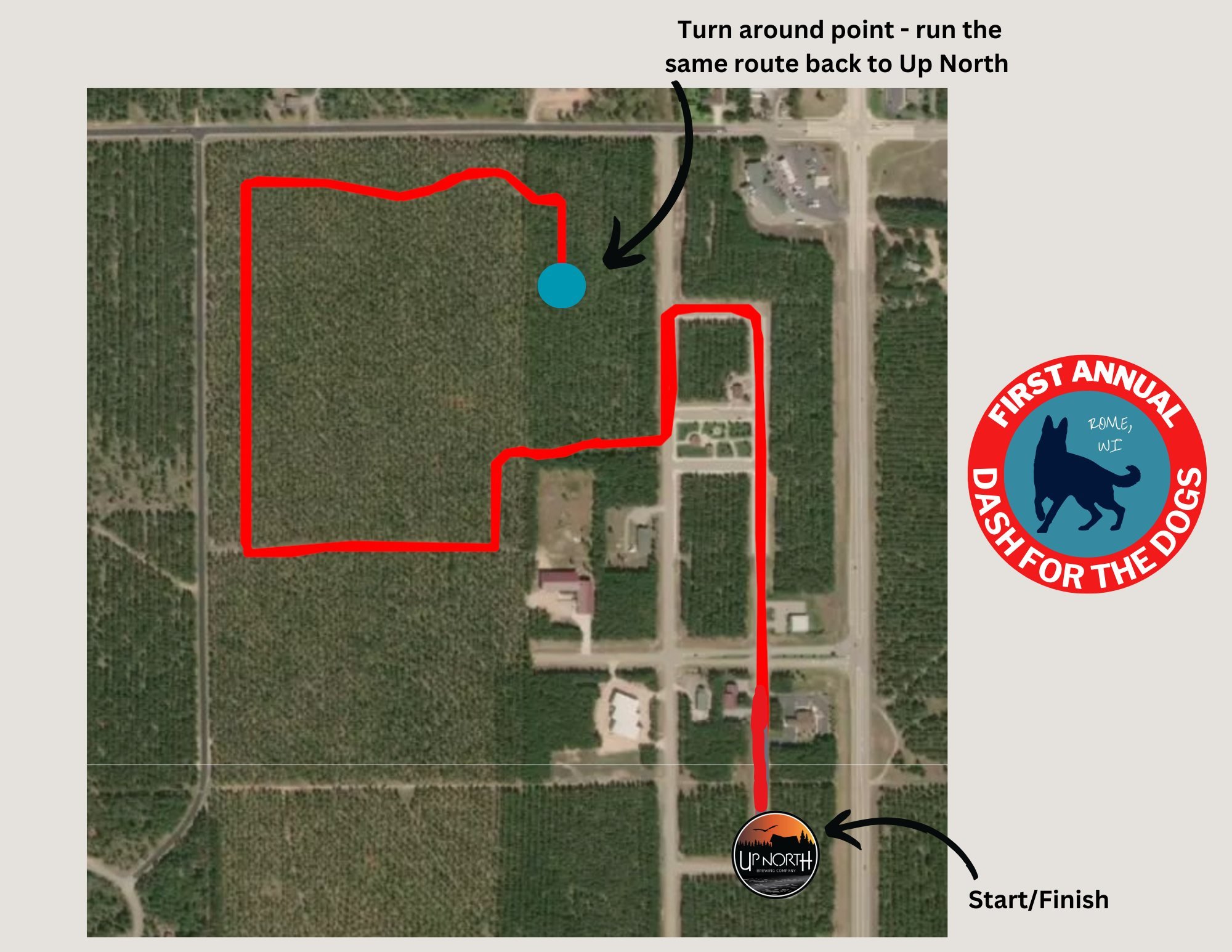 The route for Saturday's &quot;Dash for the Dogs&quot; event may look a little familiar to those who have attended the Up North Brewing Company's &quot;Run Club&quot; gatherings. Truth be told, we're using the same route! Spanning about a 5K length, 