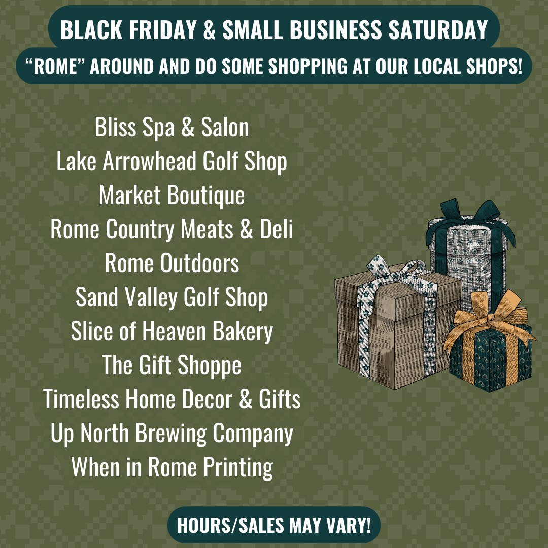 Every day is like Christmas when you have so many great local businesses in your town! Instead of scrolling through oodles of Black Friday ads on your timeline, why not bring your business to one (or more!) of our local spots for great eats and fanta