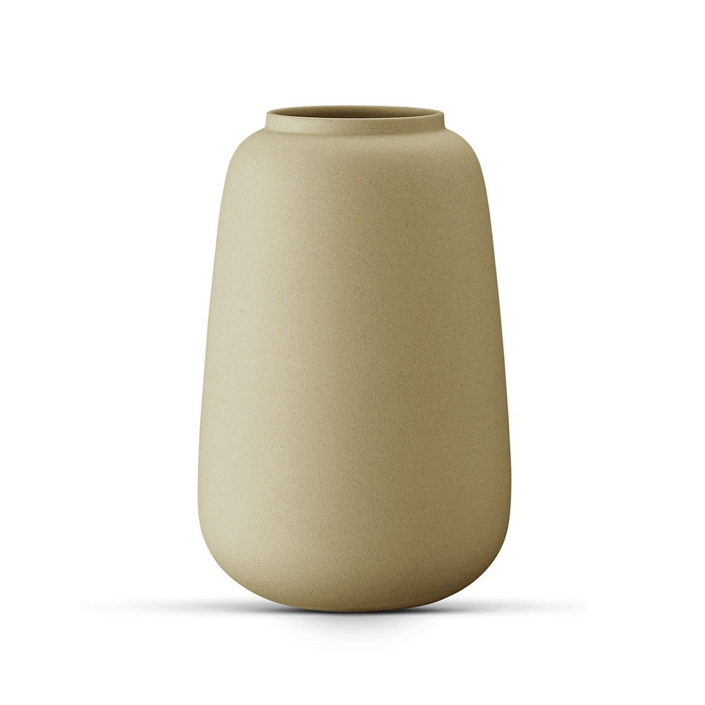 Olive green ceramic vase handmade in Denmark