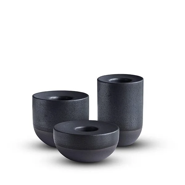 Handmade Black Ceramic Candle Holders