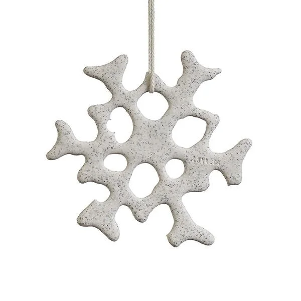 Lars Rank snowflake ornament, white with brown speckles, set of 5