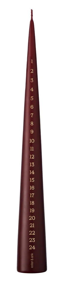 CALENDAR CANDLE, CONE, DEEP WINE