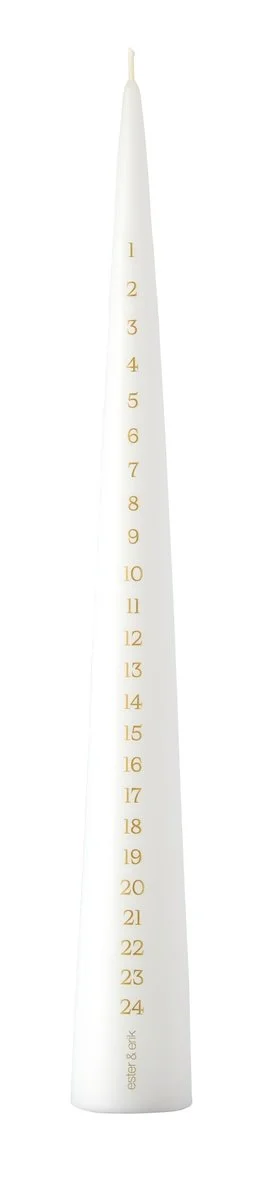 CALENDAR CANDLE, CONE, PURE WHITE