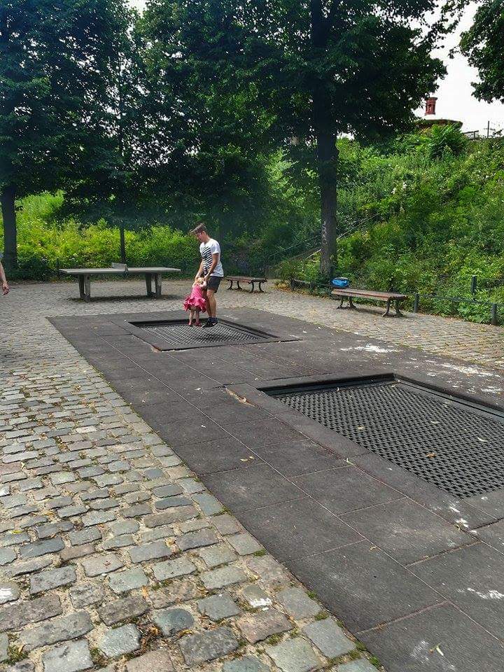 In what used to be the "Death Zone", you can now find families playing on the playground features!