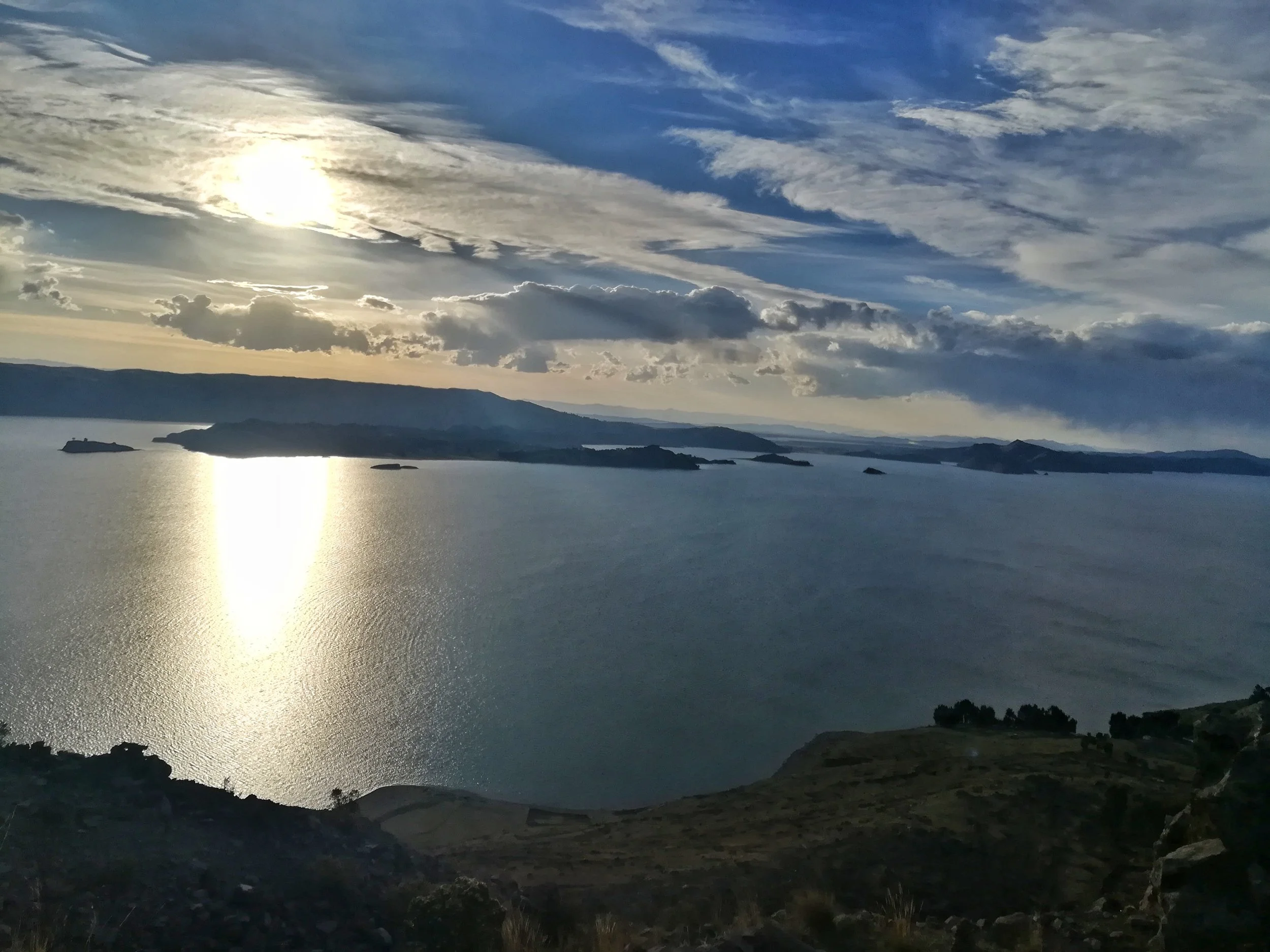 View of the islands on the lake from the moon temple 