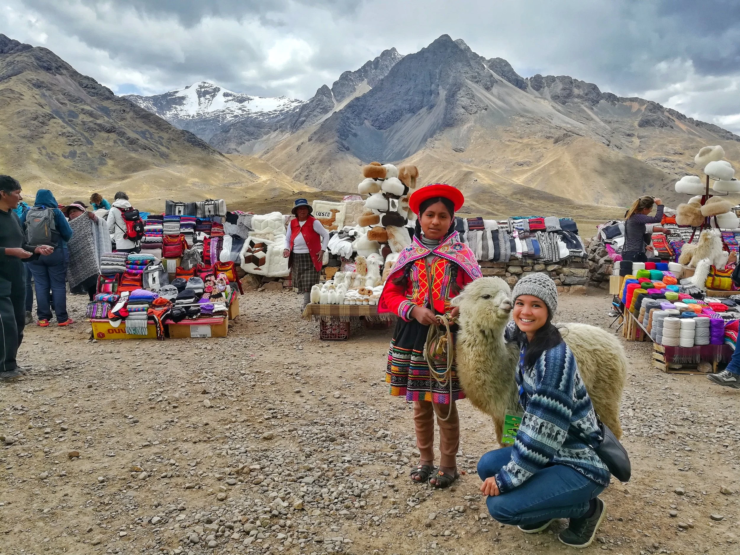 Gorgeous view of the Andes, and cute photo of a couple locals