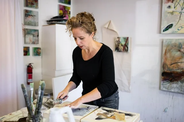 Jennifer working in her studio