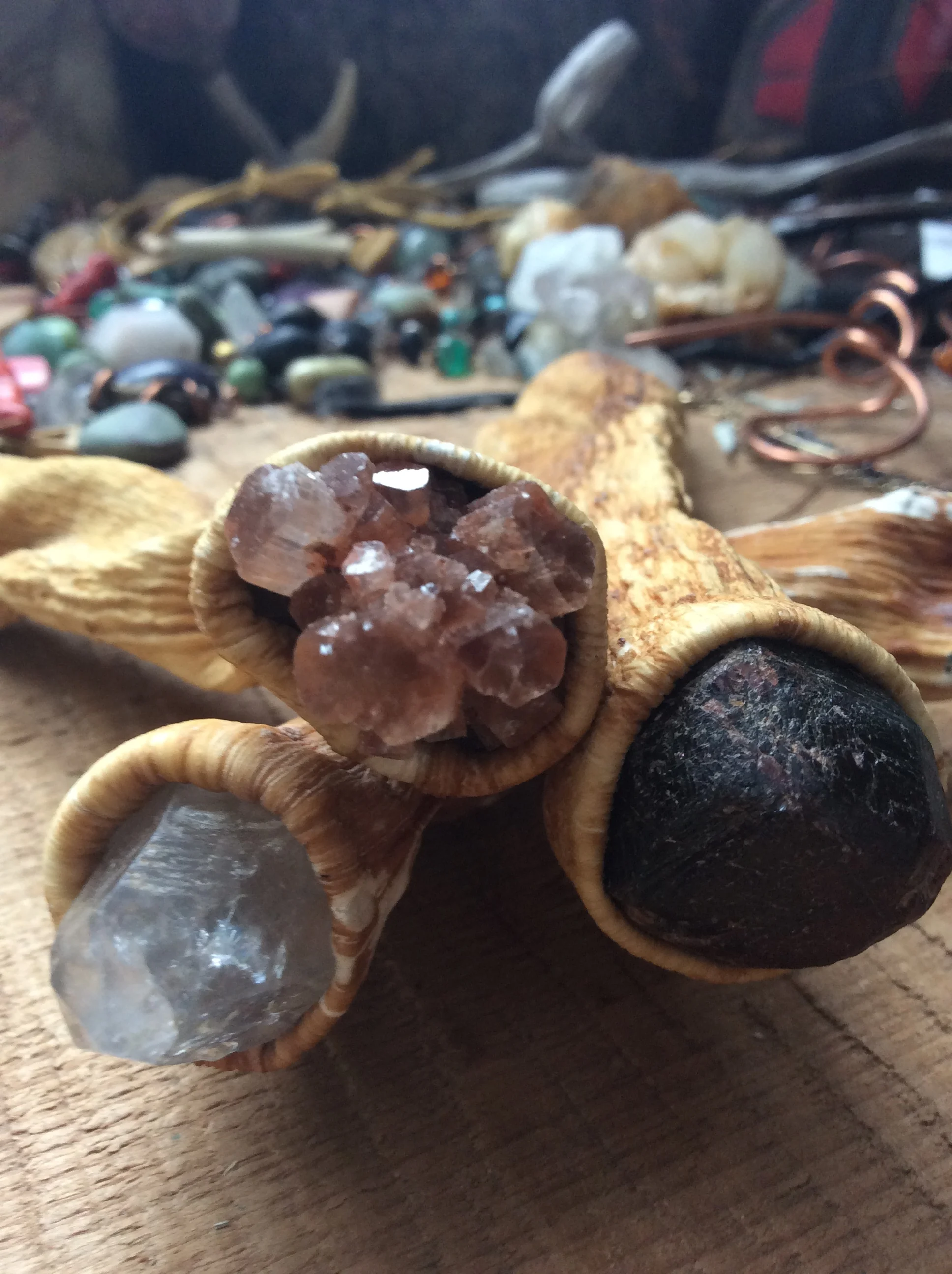  Bullkelp sage wands with crystals 