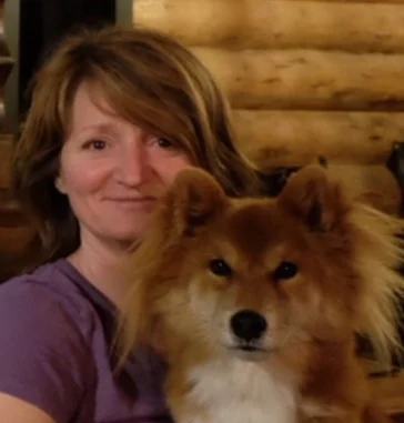 Me & my little long-haired, Shiba Inu dog (he is not a fox, though he may look like one ; ), “Fuji”.