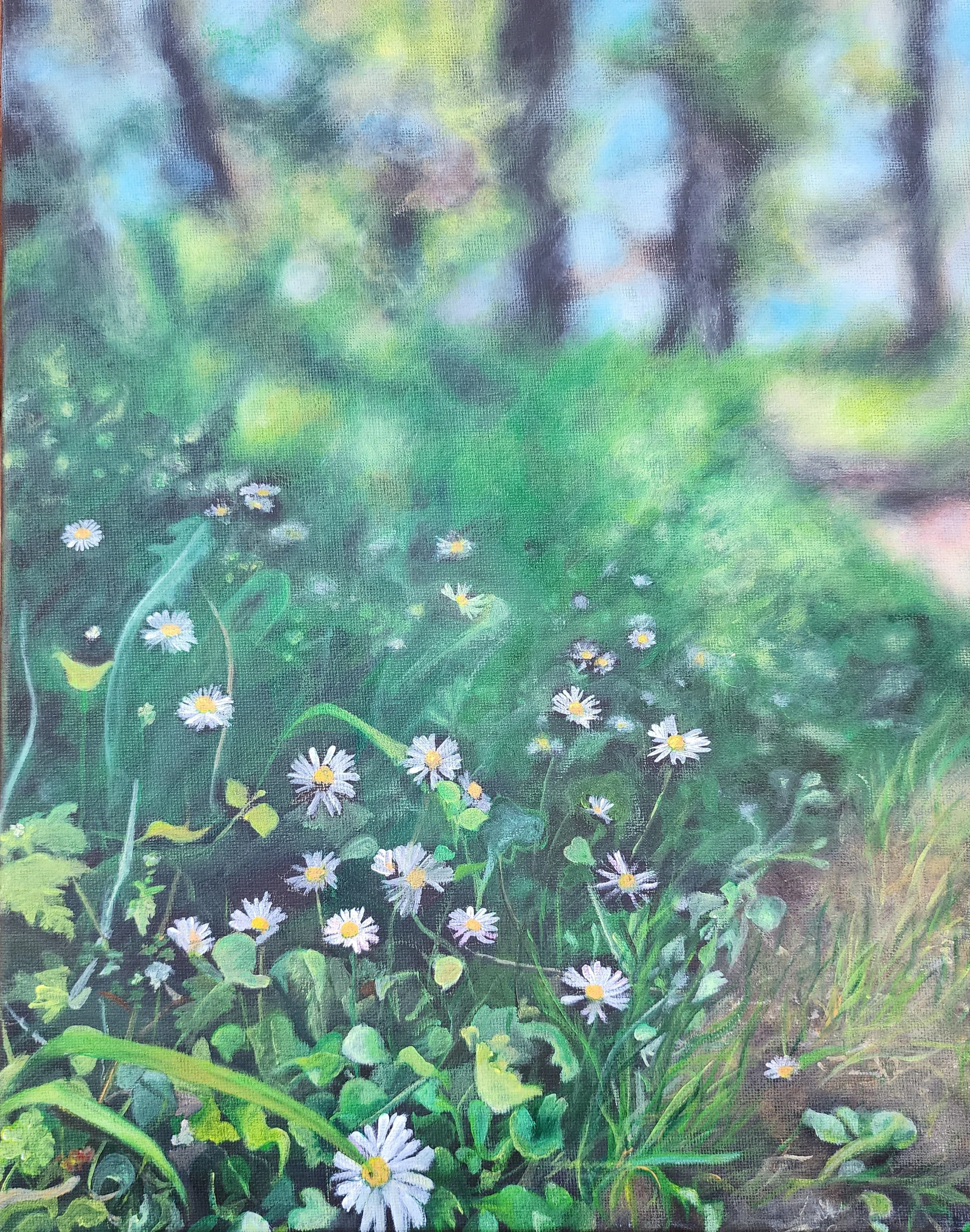 Along the Path, 11 x 14", Acrylic on Black Canvas