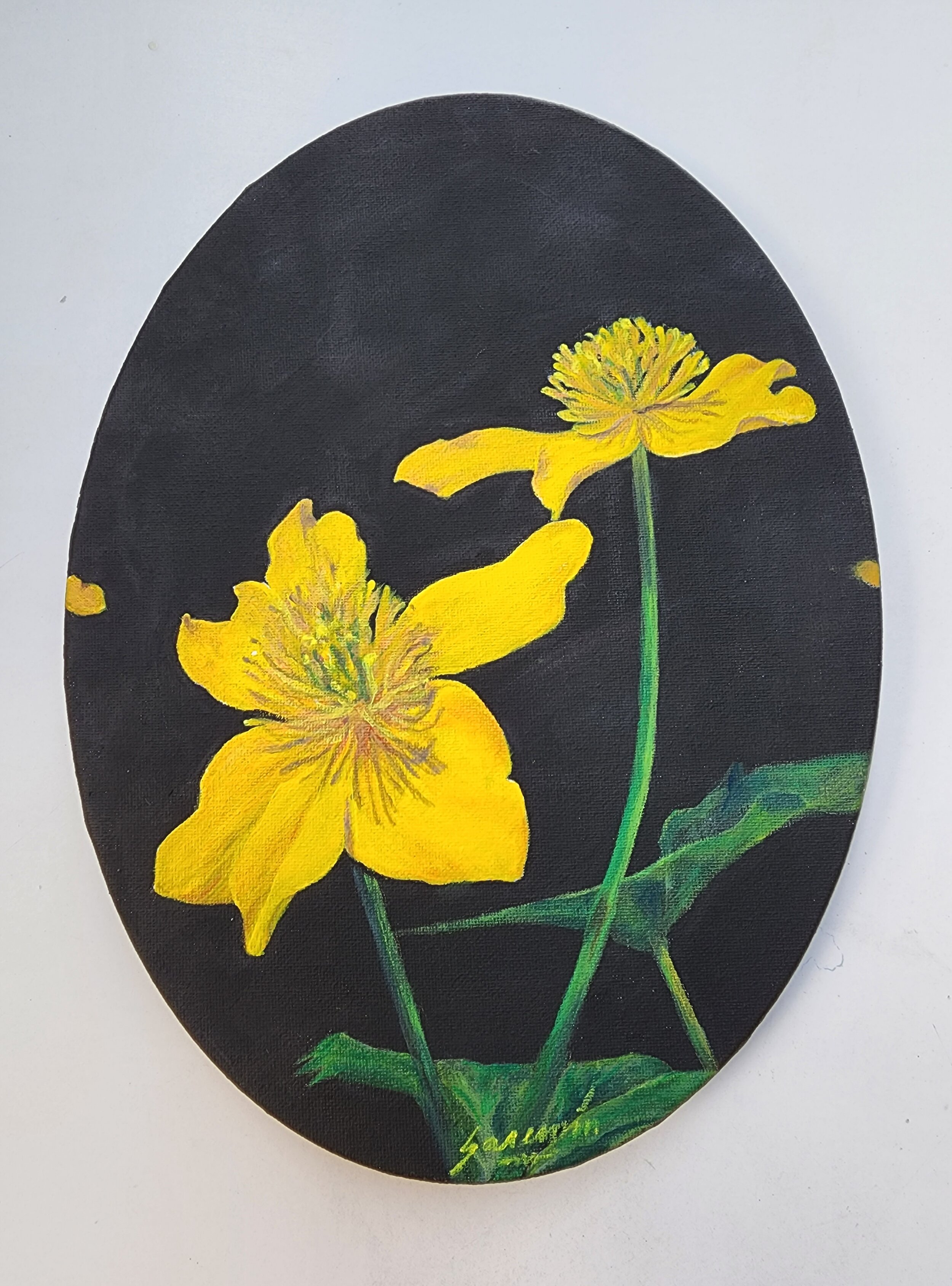 Light in the Dark, 9 x 12", Acrylic on an Oval Canvas, $199