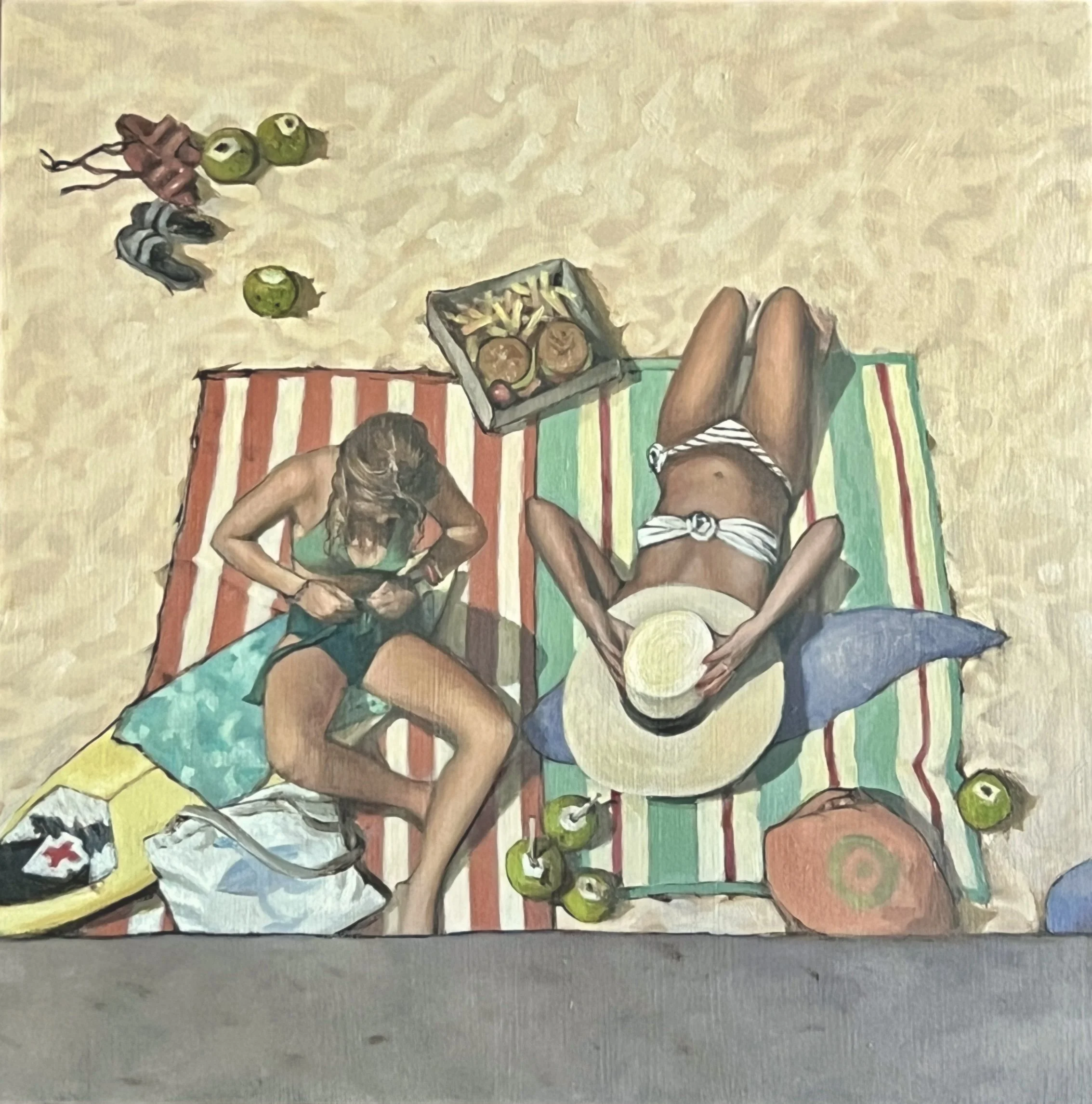 Ali Werbeloff_The Long Lunch 1 of 3_30x30cm_Oil on board_Oak Box Frame_$1100.jpeg