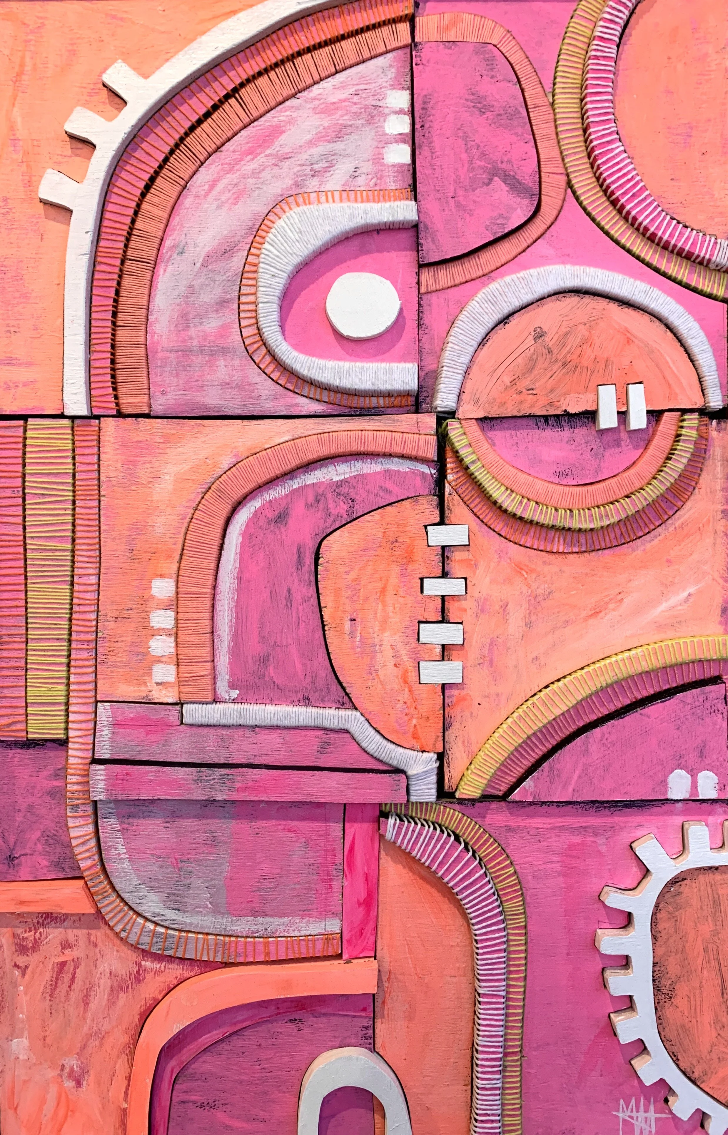 Flamingos 64x95 cm $900 acrylic wool plywood on board.jpeg