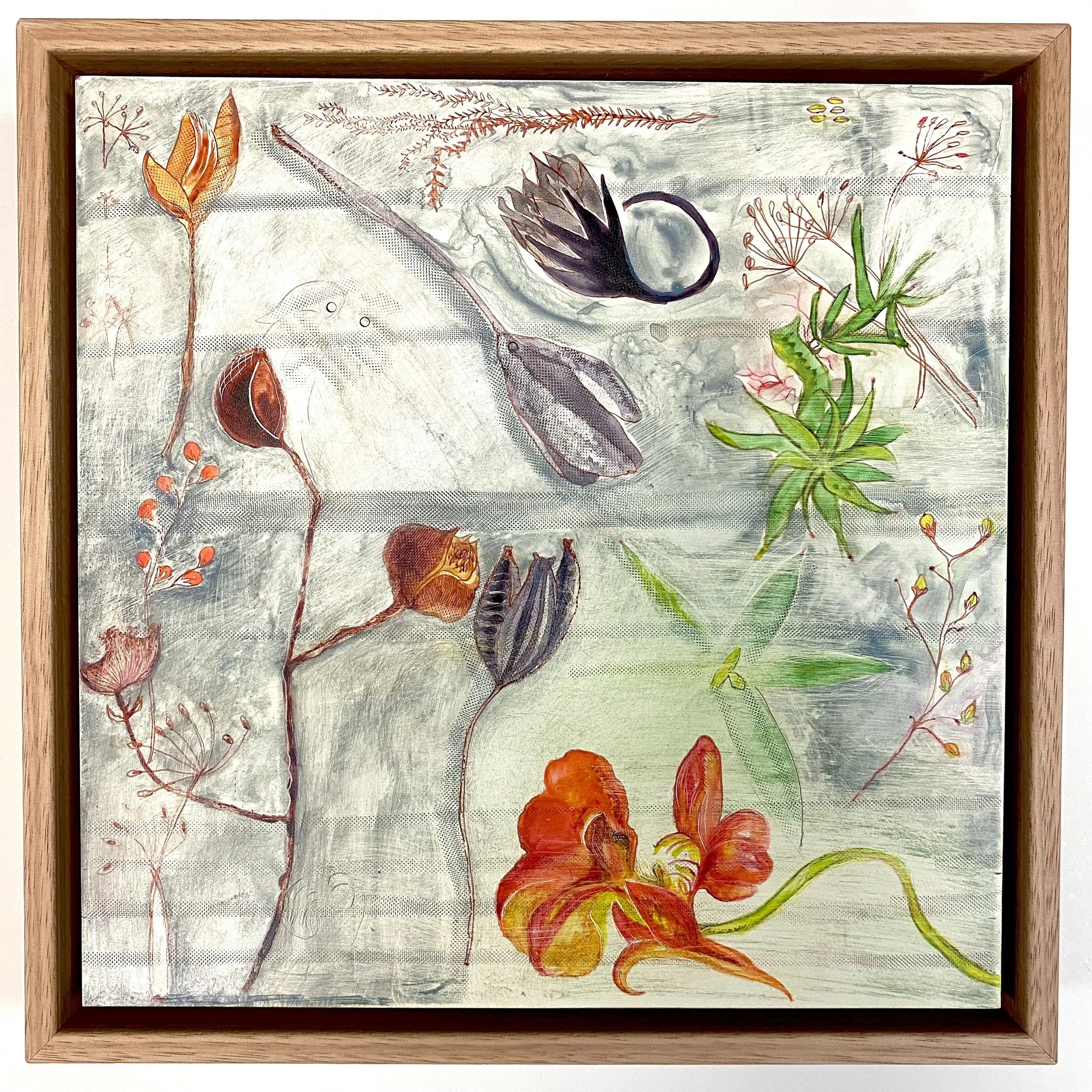 SarahMontgomery_Journal Pages _inkImprintonboard_OakFramed$395.jpeg