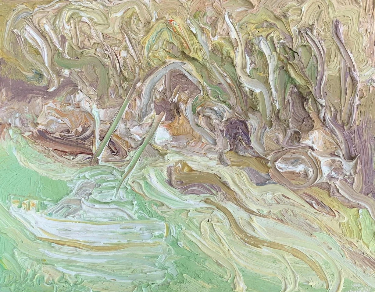 David K Wiggs-%22The Turning tide-Taylors bay-Plein air%22 (#2 In Triptych)-120cm x 48cm Triptych including mount and frame under glass-$2150.jpeg