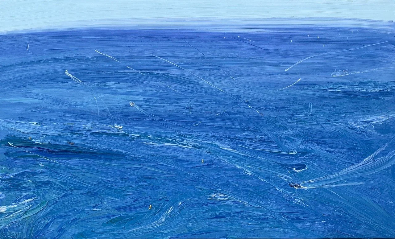 David K Wiggs-%22Now and Then-Between The Heads-Aquatic Memory-Plein air%22-100cm x 150cm Including mount and frame under glass-$6500.jpeg