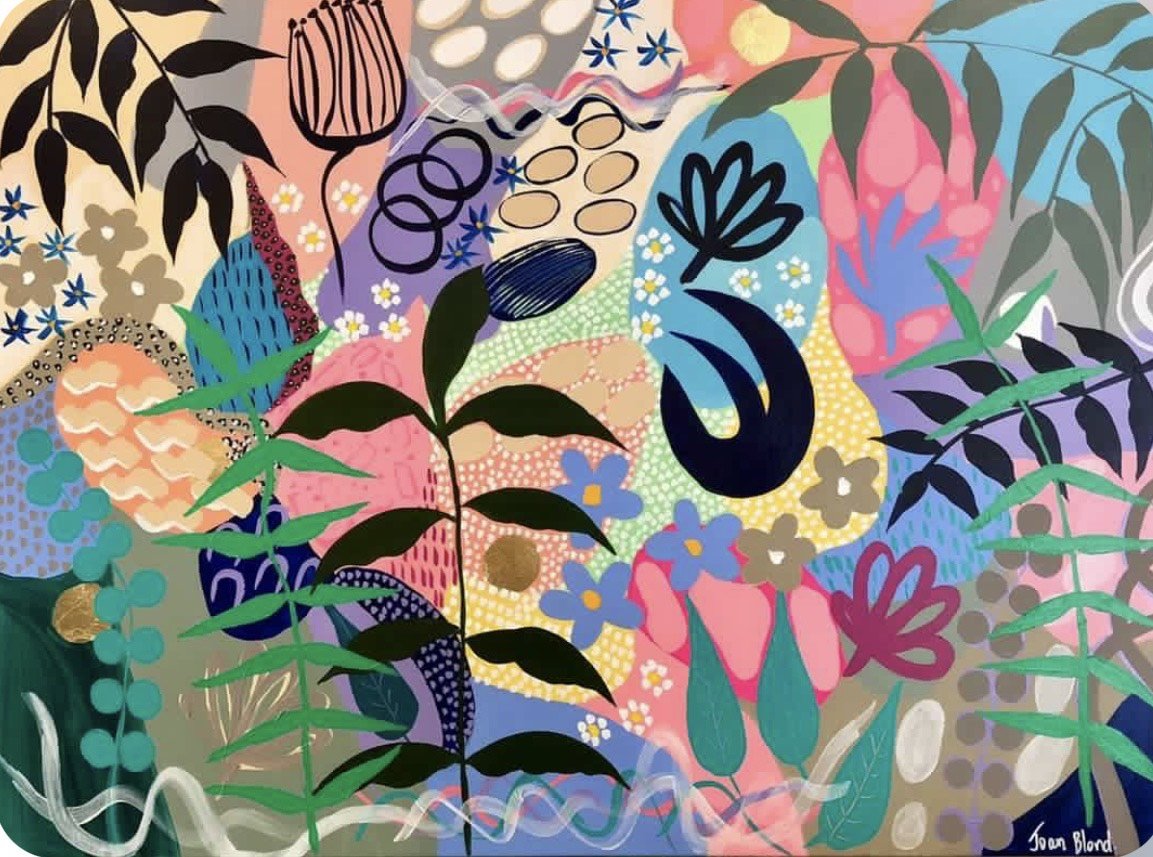 Joan Blond “Coloured Nature” 95 cm x 125 cm Acrylic & gold leaf on canvas  Oak frame  $3,800 .JPG