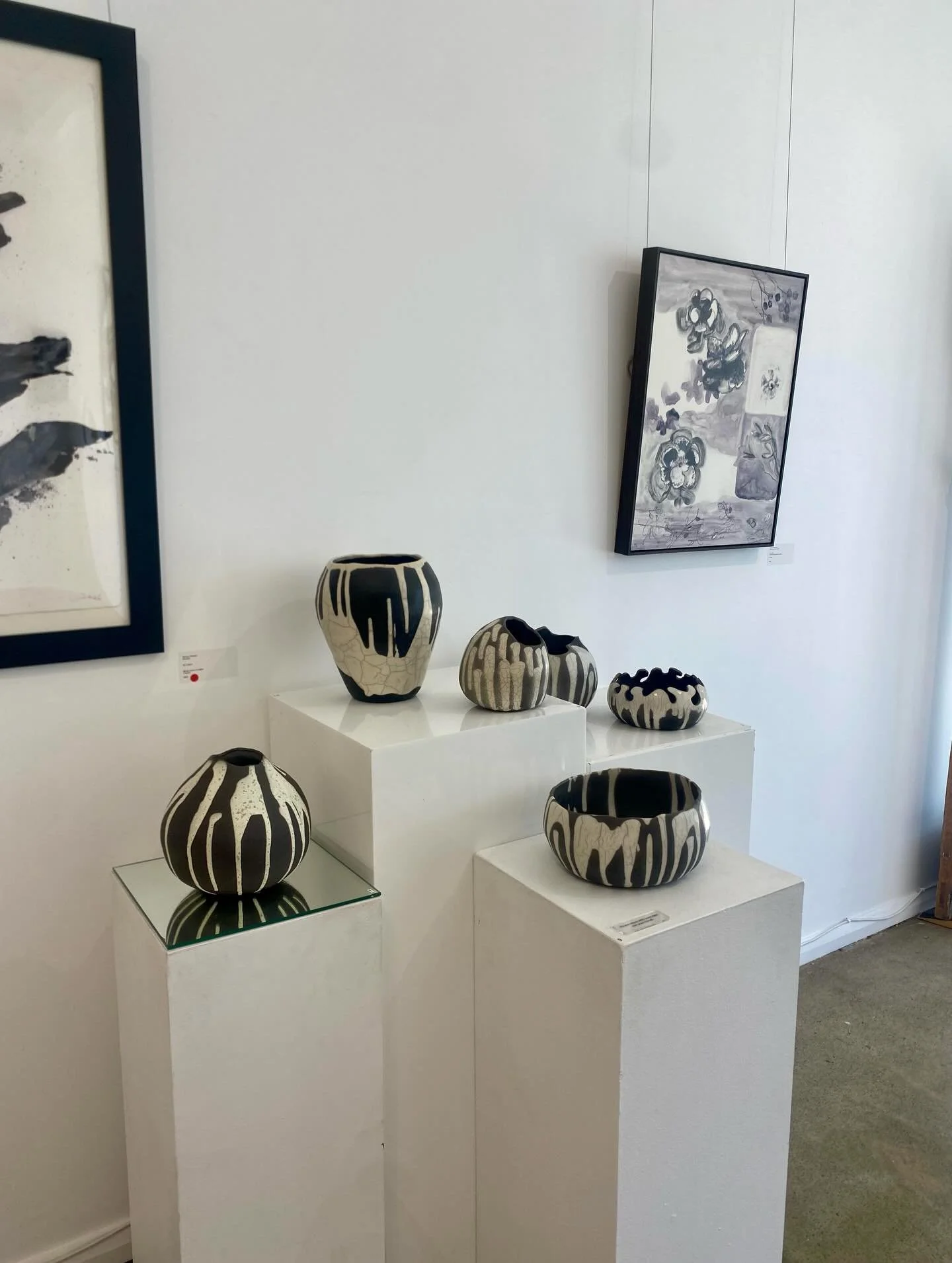 Our black and white show is ongoing with some incredible works in a incredibly different range of colours (or lack there of) some of our artists have used this opportunity to expand subjects and reach outside their traditional mediums creating some t