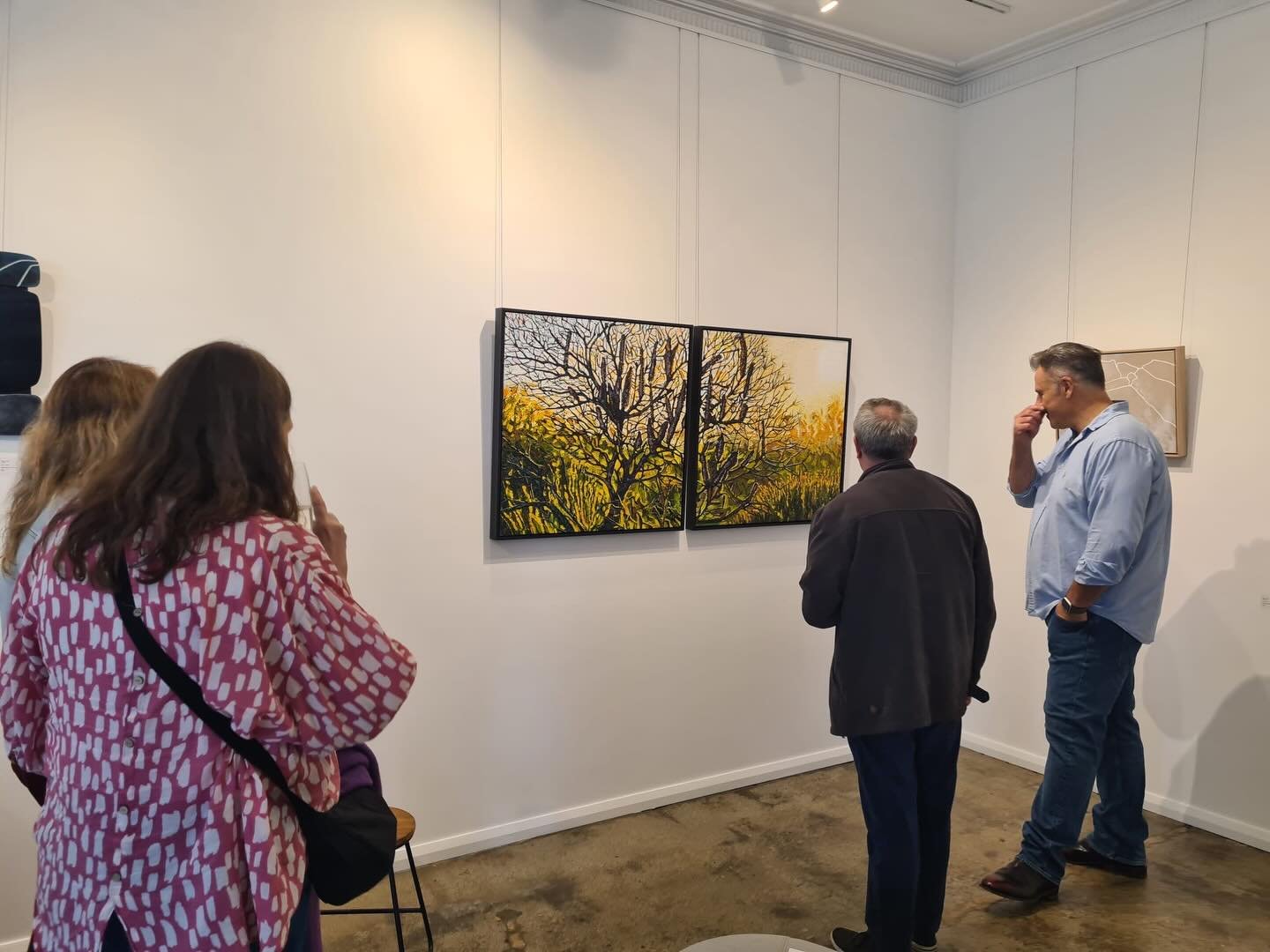 Last week to see @bykimdehaan and @mark.eland.artworks in the gallery &lsquo;Closer Far Inbetween&rsquo; finishes this week with a few works still looking for new homes we imagine these artworks curated in spaces that bring colourful and dramatic eff