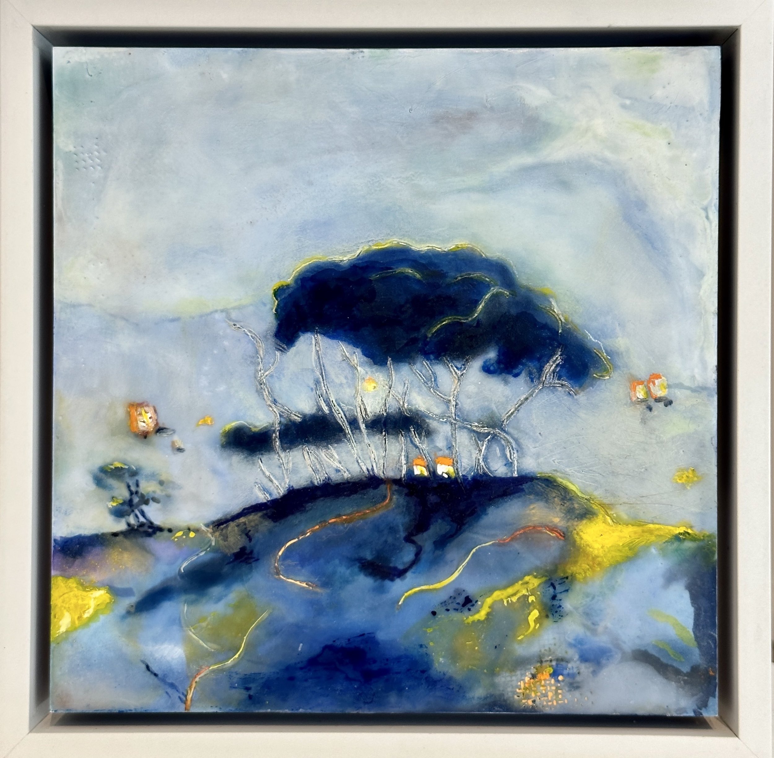 Lyn Michie  Mills Park 23 x 23cm Encaustic Framed.jpg