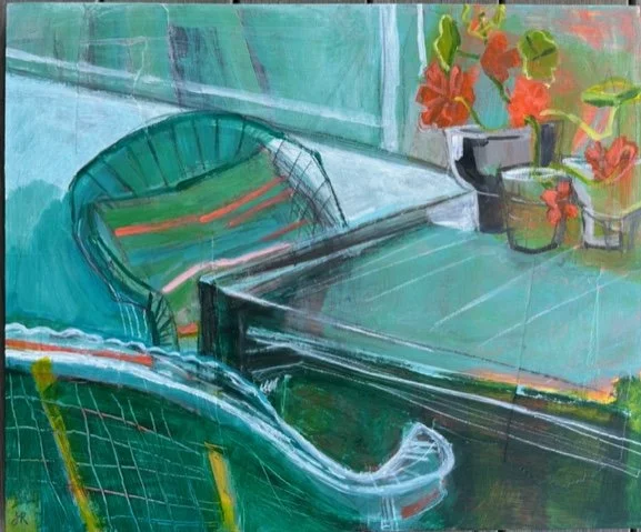 Jan Reeves_Nasturtiumson board_mixedmedia.jpeg