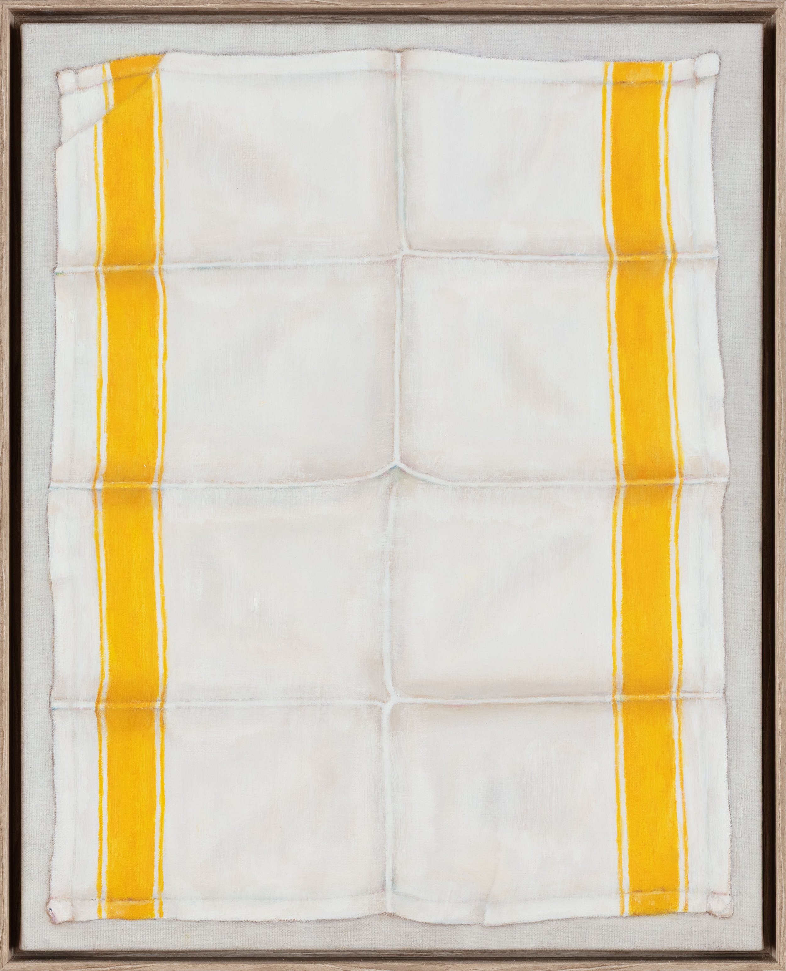 Mary Stack_Untitled (unfolded teatowel, yellow stripes)_53x43cm_oil on linen, framed_$980 (1).jpg