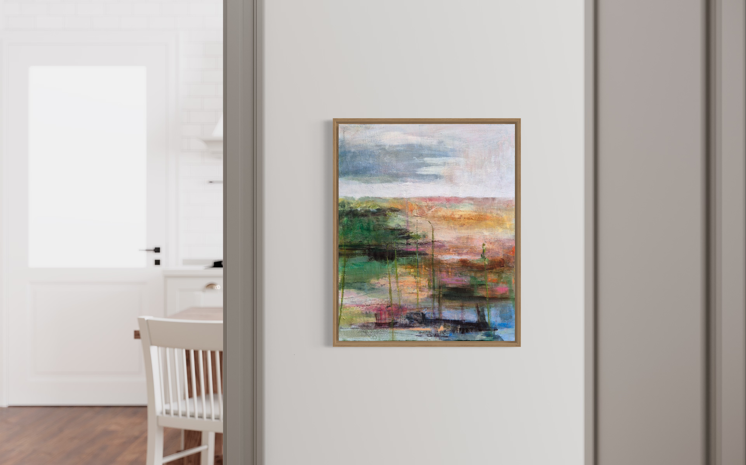 Amanda Mahony_Curious Escape_53x43cm_Acrylic on canvas_framed_in situ2.jpeg