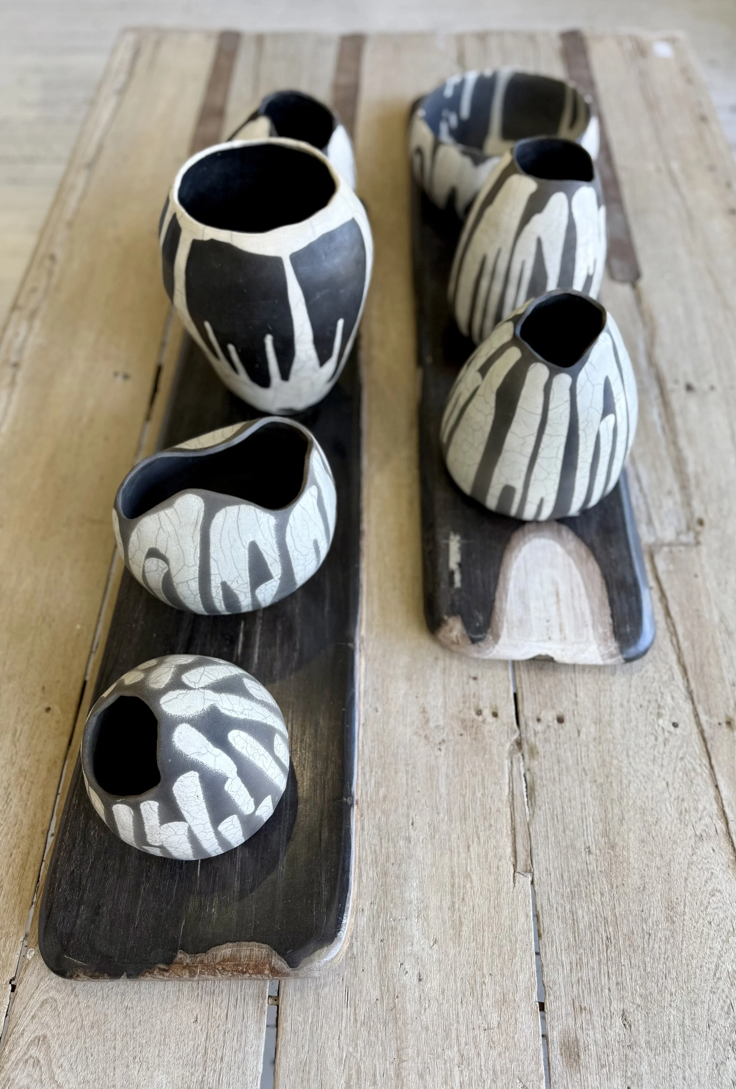 Sarah Larrett_Safari II_Glazed Raku_Group2 Top.jpeg