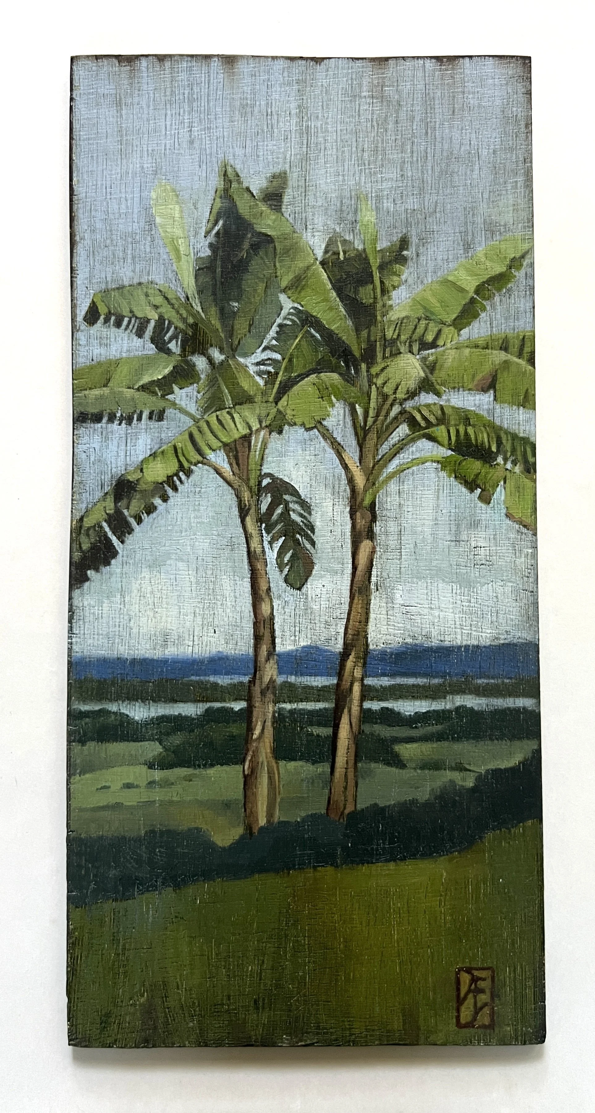 Ali Werbeloff_Bali Banana Palm_ 31x15cm_Oil on board_Unframed_$390.JPG