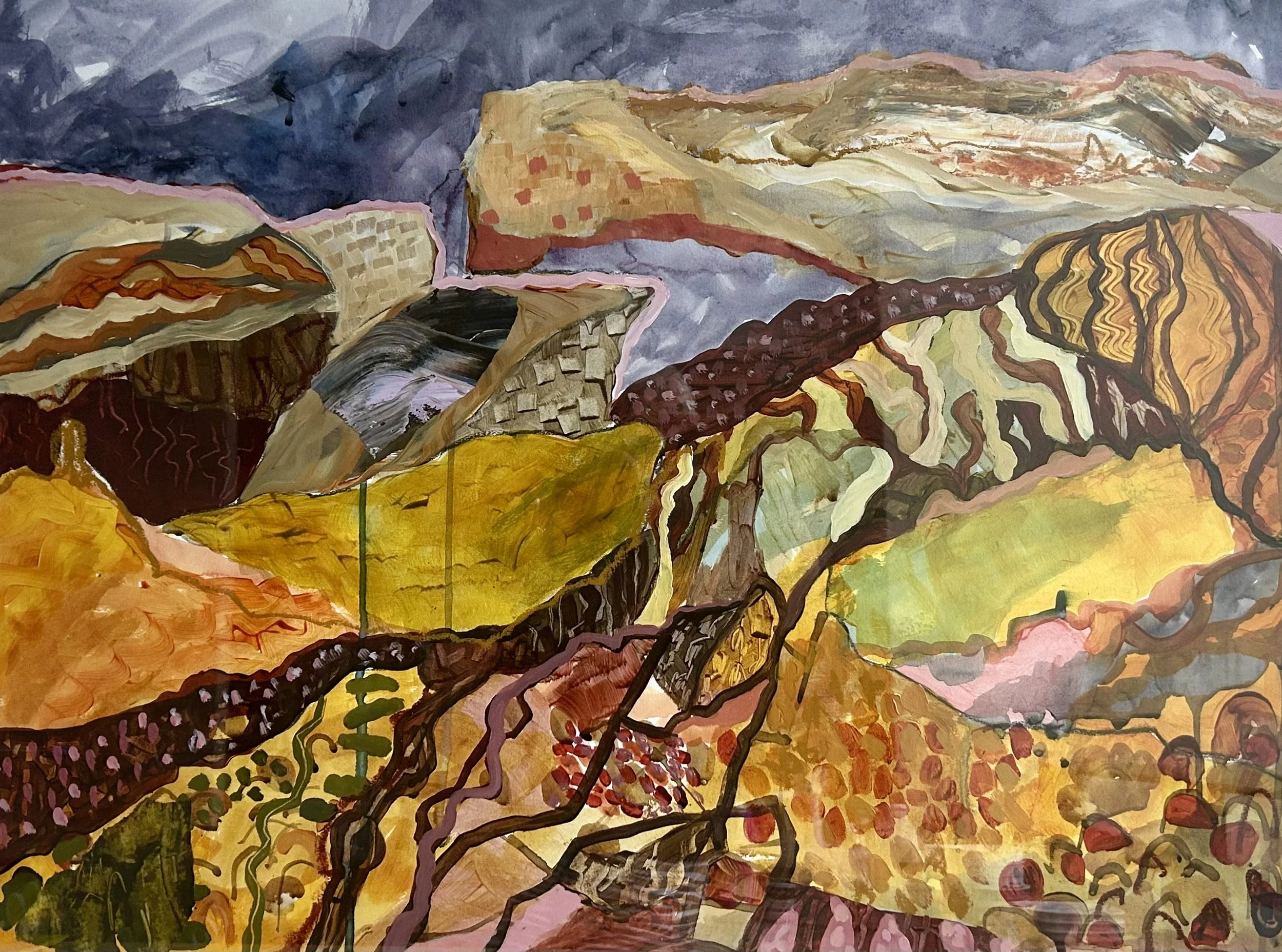 Penny Verdich Balmoral Rock Platform - Warm and Golden 66 x 84 $1050 On Watercolour Paper under glass.jpeg