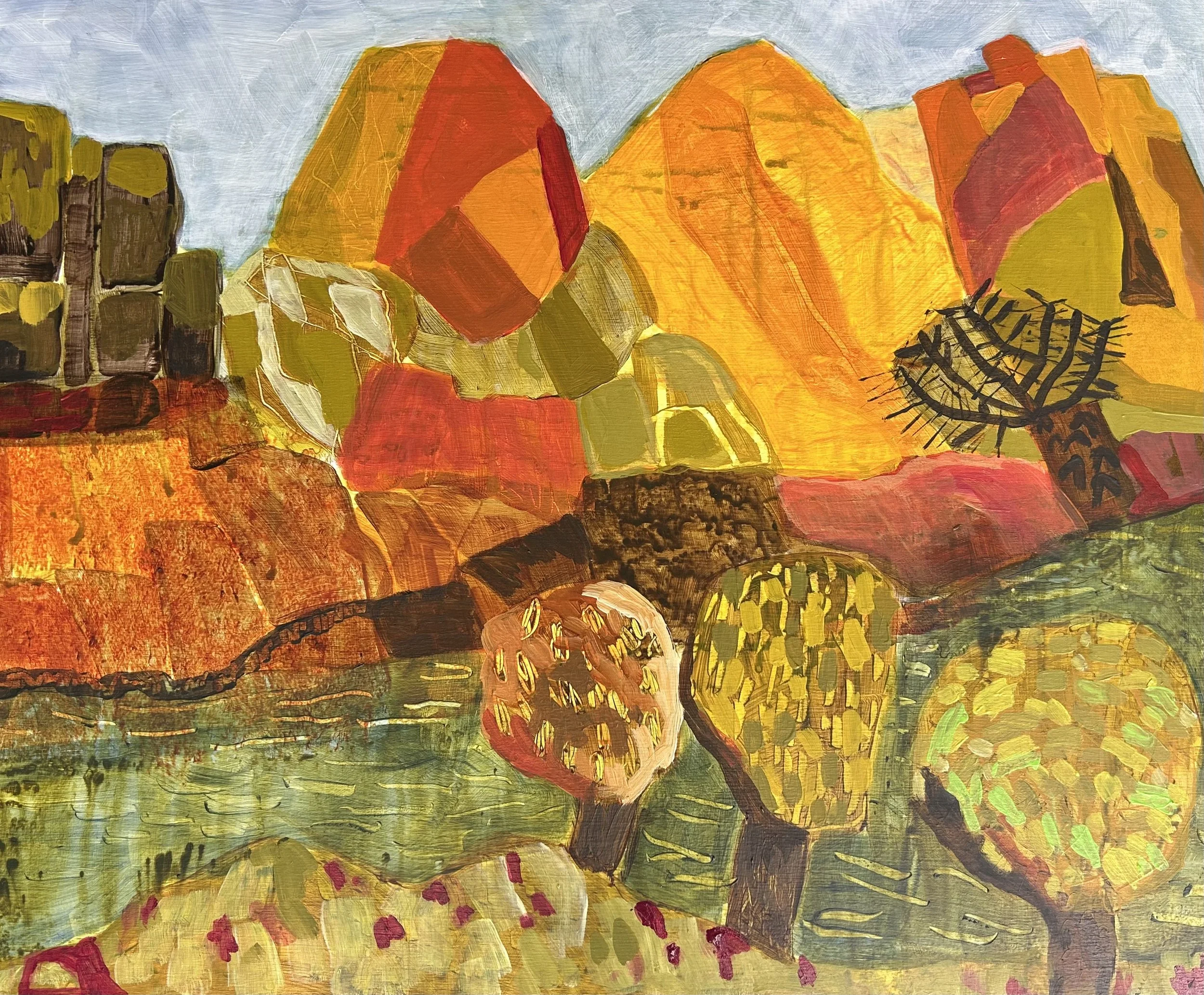 Penny Verdich_Take the Rocky Track to the Deep Pool_ 43x 53cm_Acrylic on Board_Framed in Tasmanian Oak_ $1000.jpeg