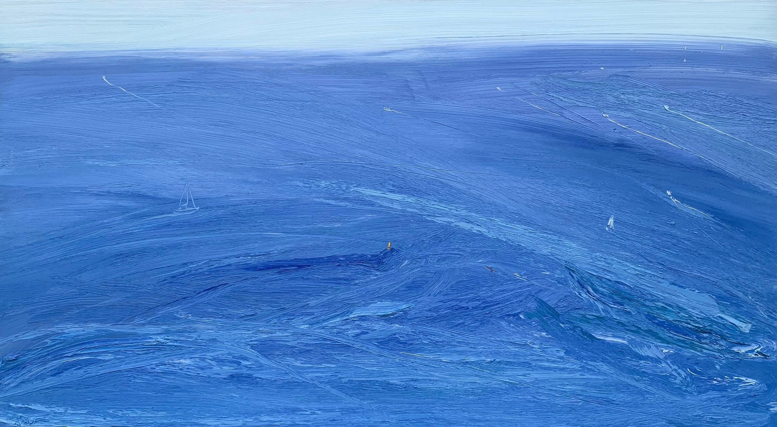 Yellow buoy between the heads-Aquatic Memory-Plein air-Oil on canvas-100cm x 180cm-David K Wiggs.jpeg