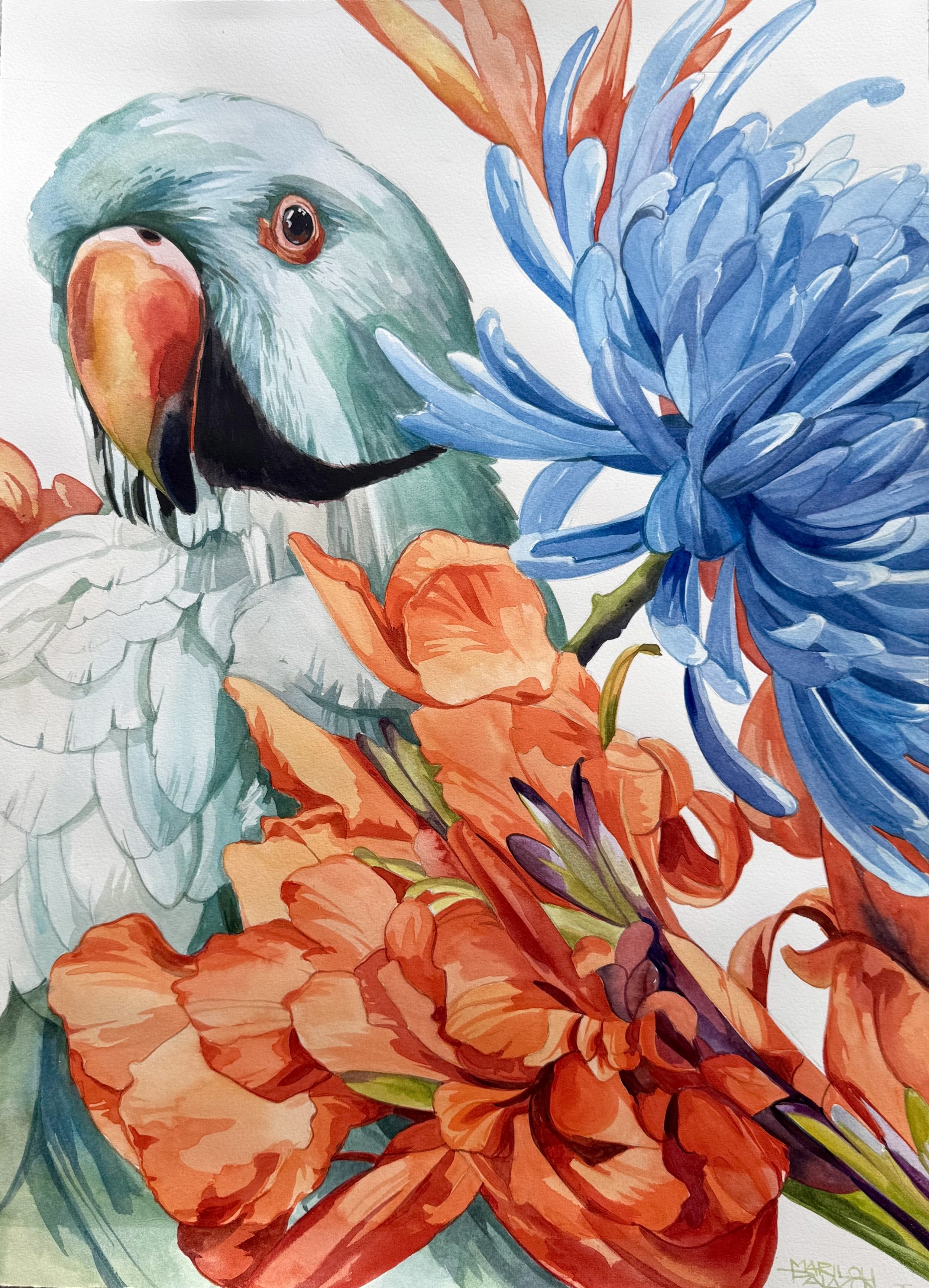 “Quietly”Watercolour on Arche  paper 59.4cmx 42 cm Framed $880..jpg