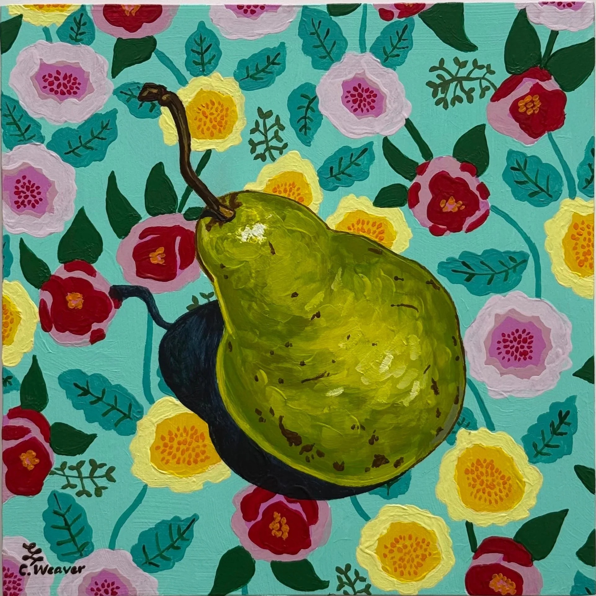 Claire%2BWeaver_Pear%2BPosie_Acrylics%2Bon%2Bwood%2Bboard_20x20cm_unframed_%24300.jpg