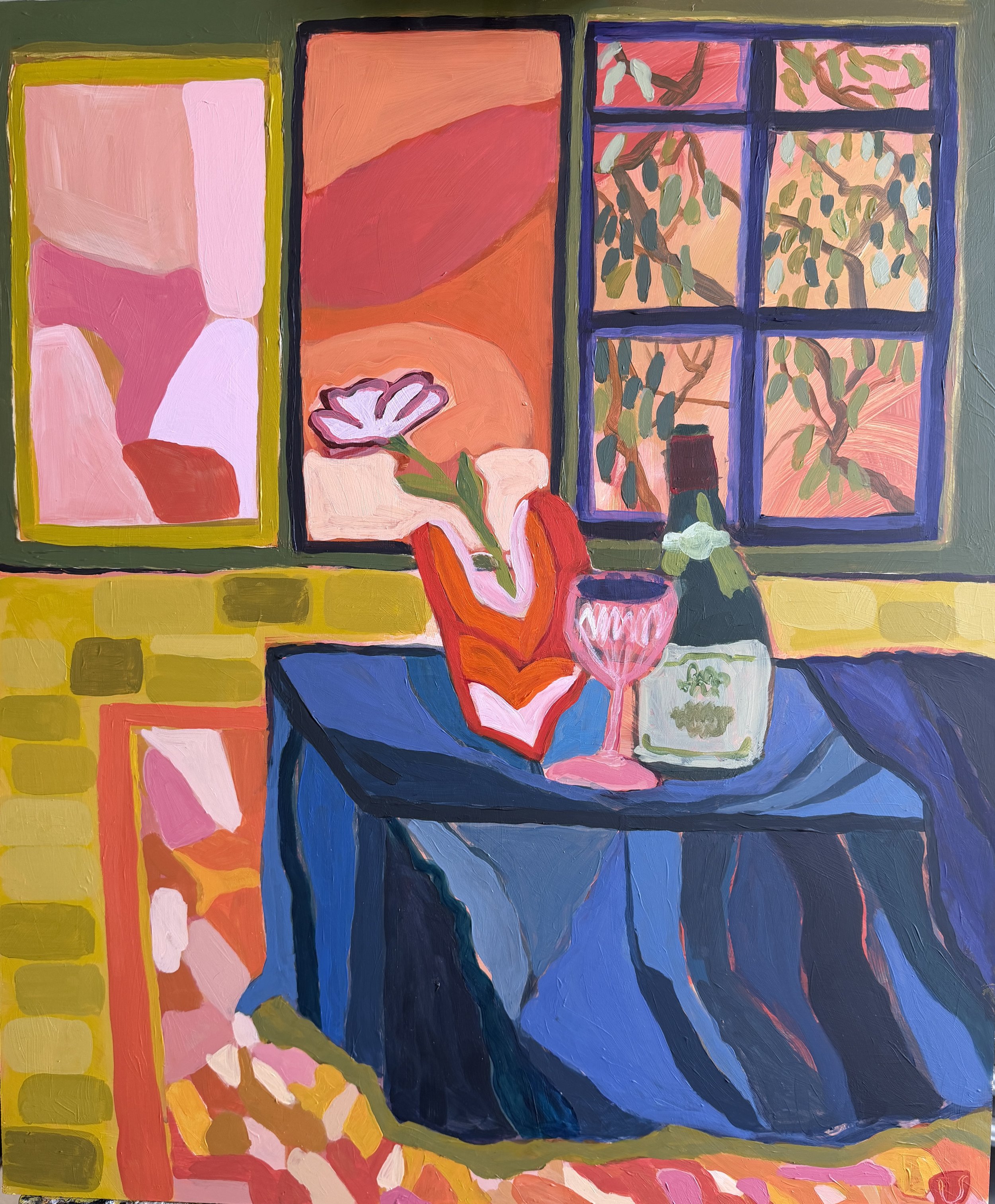 Penny Verdich_Barb's Orange Murano Vase_63 x 53cm_Acrylic on Board_ Framed in Flooded Gum_$1200.jpeg