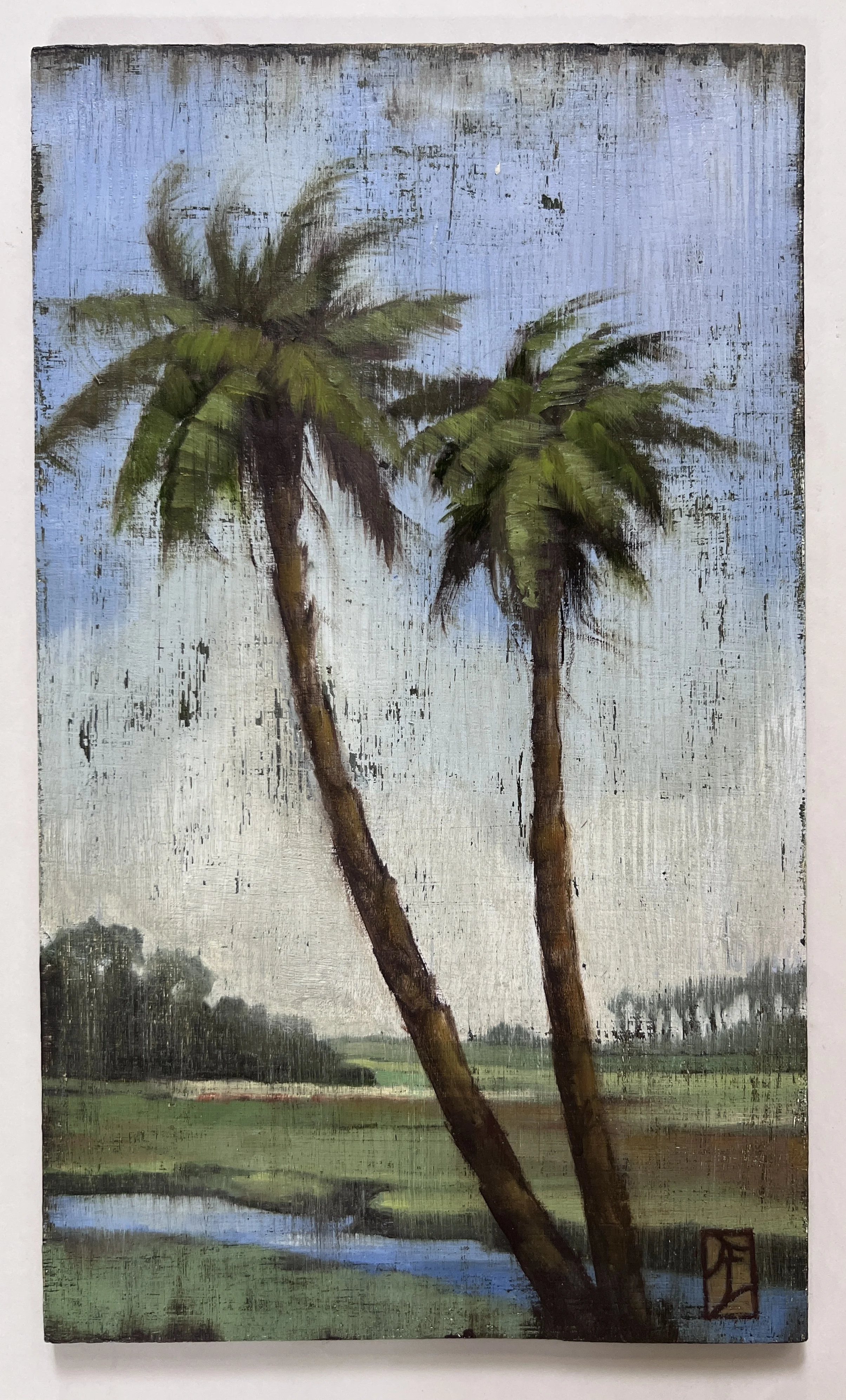 Ali Werbeloff_Bali Palms in breeze_29x18cm_Oil on board_Unframed_$390.JPG