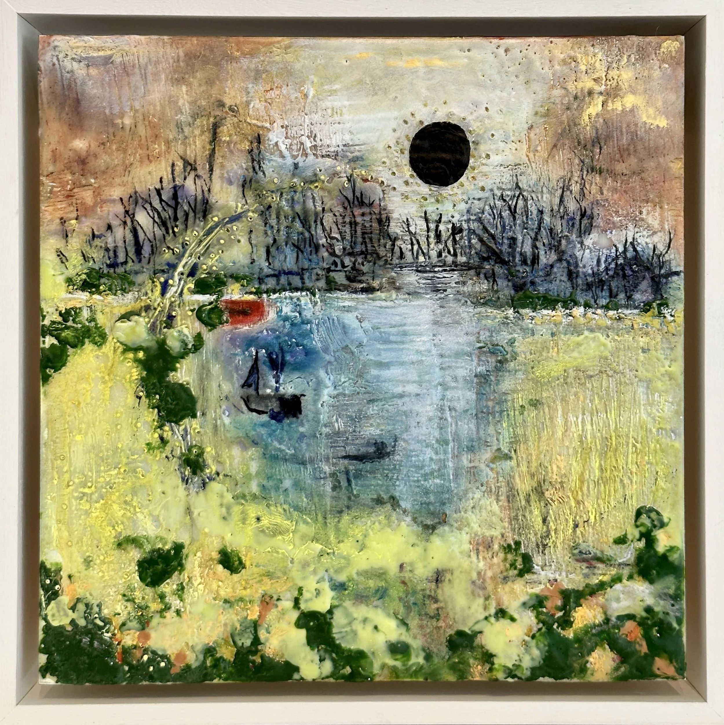 Lyn Michie - Black Moon 23 x 23cm Encaustic Framed.jpg