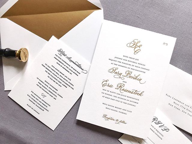 The two Hebrew letters at the top right corner of this invitation read &quot;bet hey,&quot; which stands for B&lsquo;ezrat Hashem, meaning &ldquo;with the help of God.&rdquo; This observant couple included this little reminder on their invitation as 