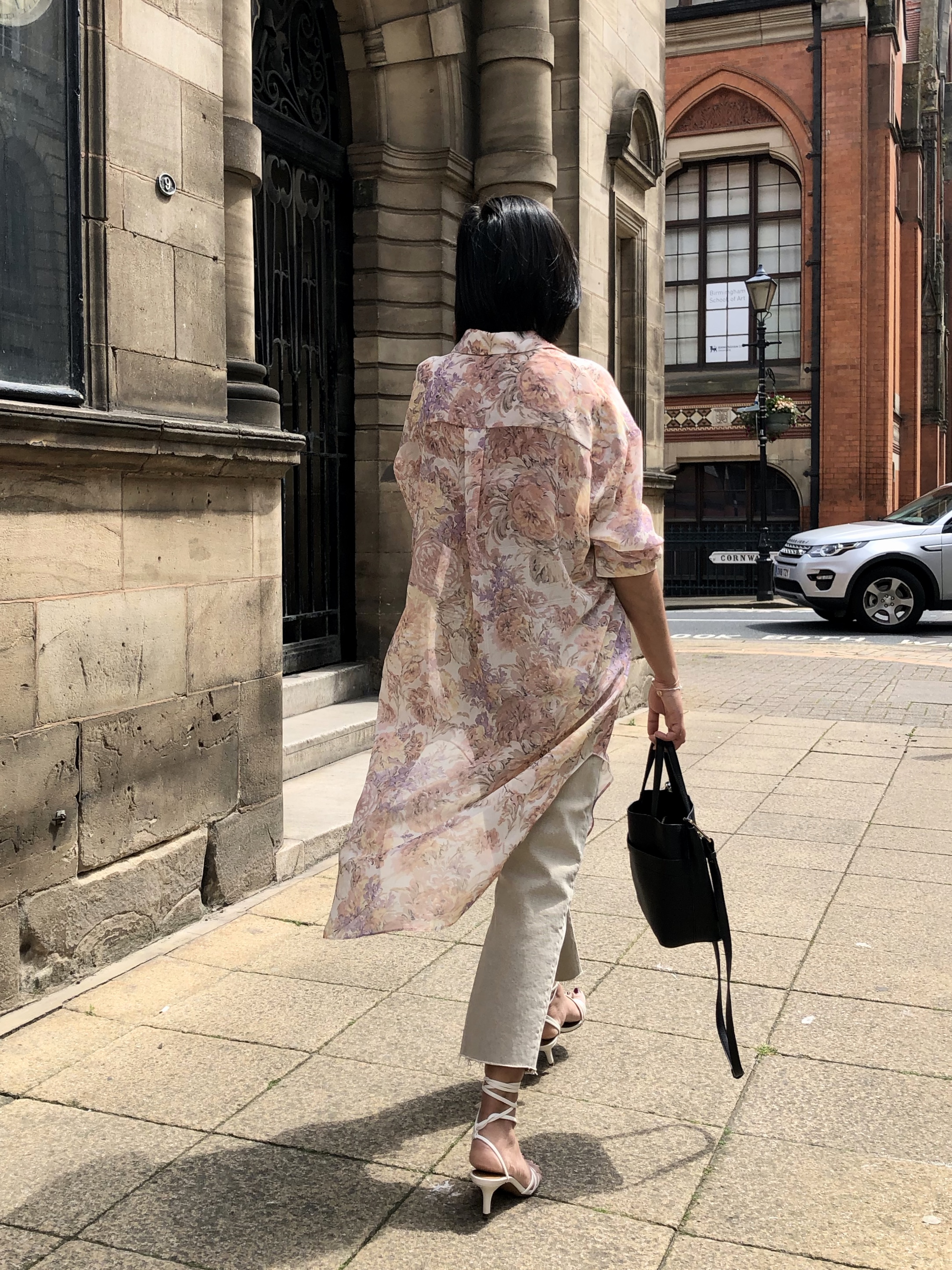 Zara Floral Print Shirt (£49.99) , Topshop Sand Straight Jeans (£40.00) , H&M Sandals (sold out)