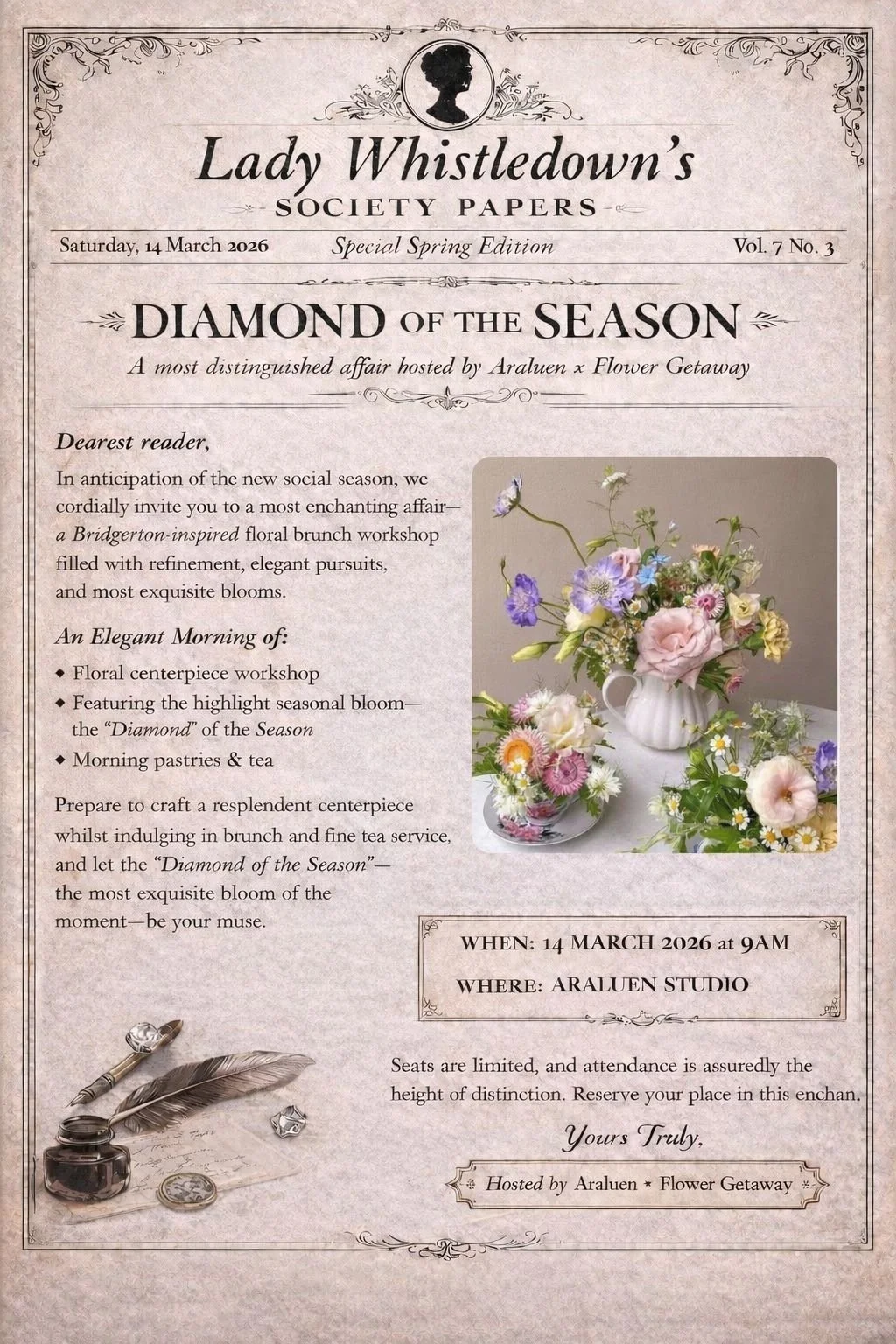 Bridgerton-Inspired Foam Free Centerpiece Workshop